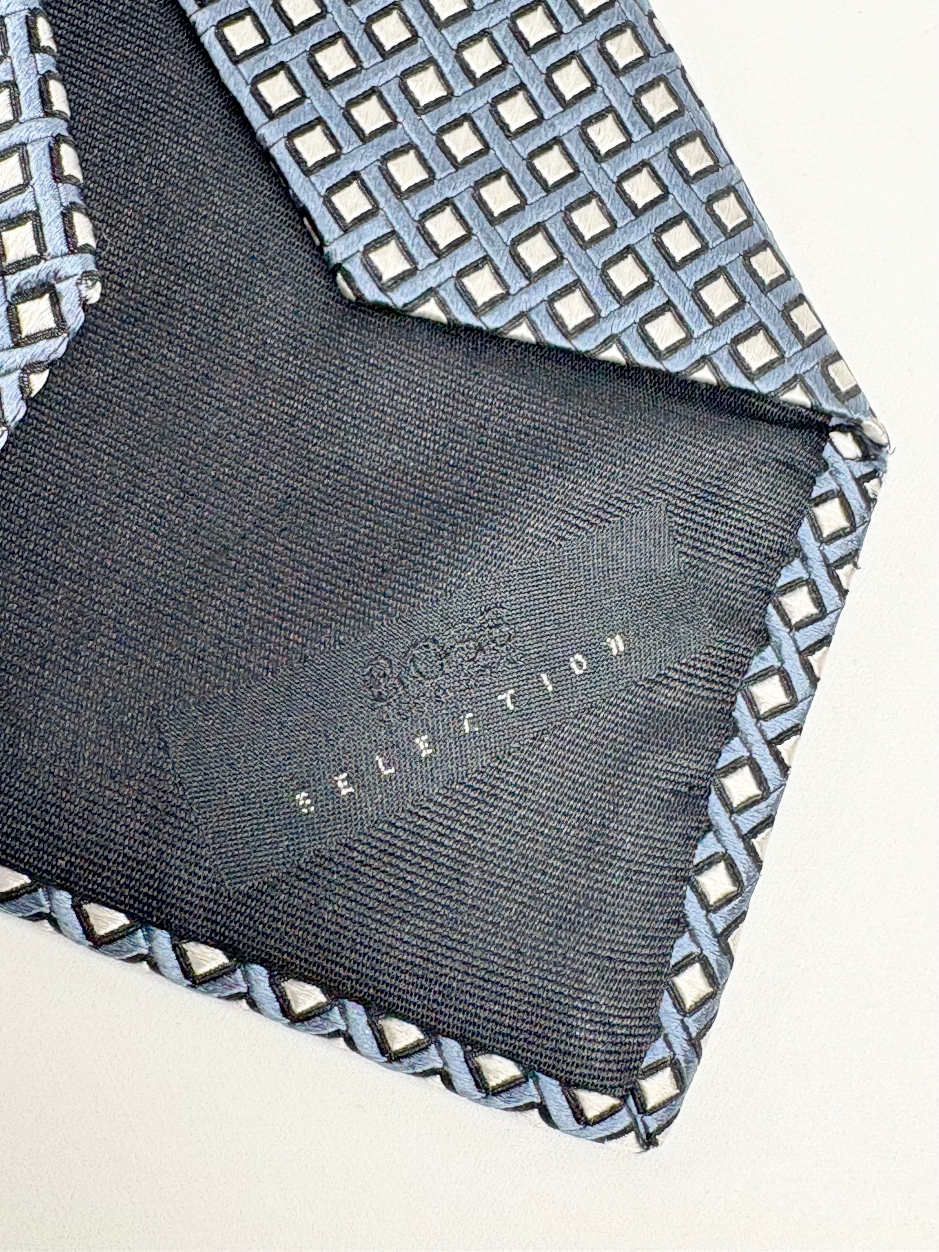 Boss Hugo Boss Periwinkle & White Square Patterned Silk Tie