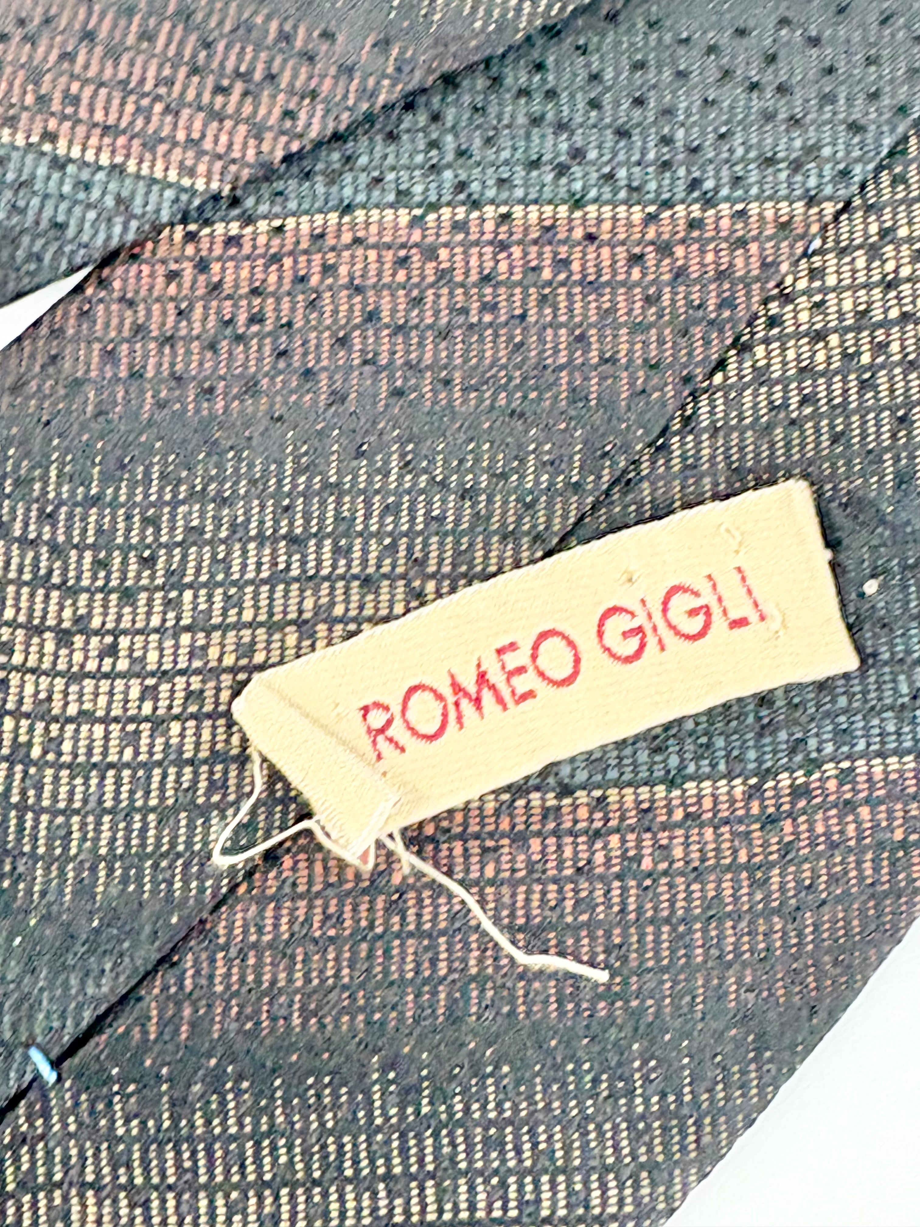 Romeo Gigli Dark-Shades Striped Silk Tie