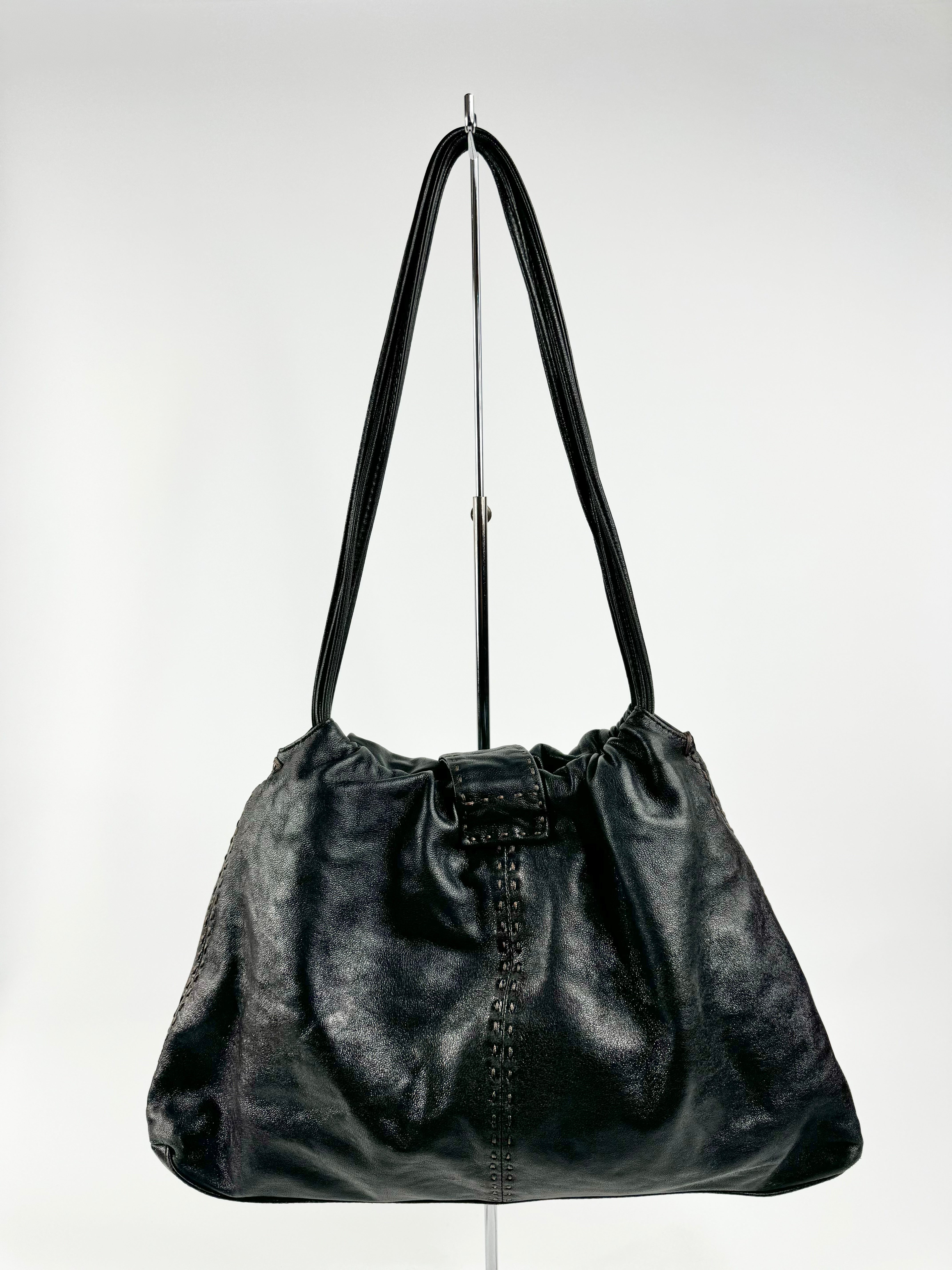 Oroton Buttery Black Leather Bag