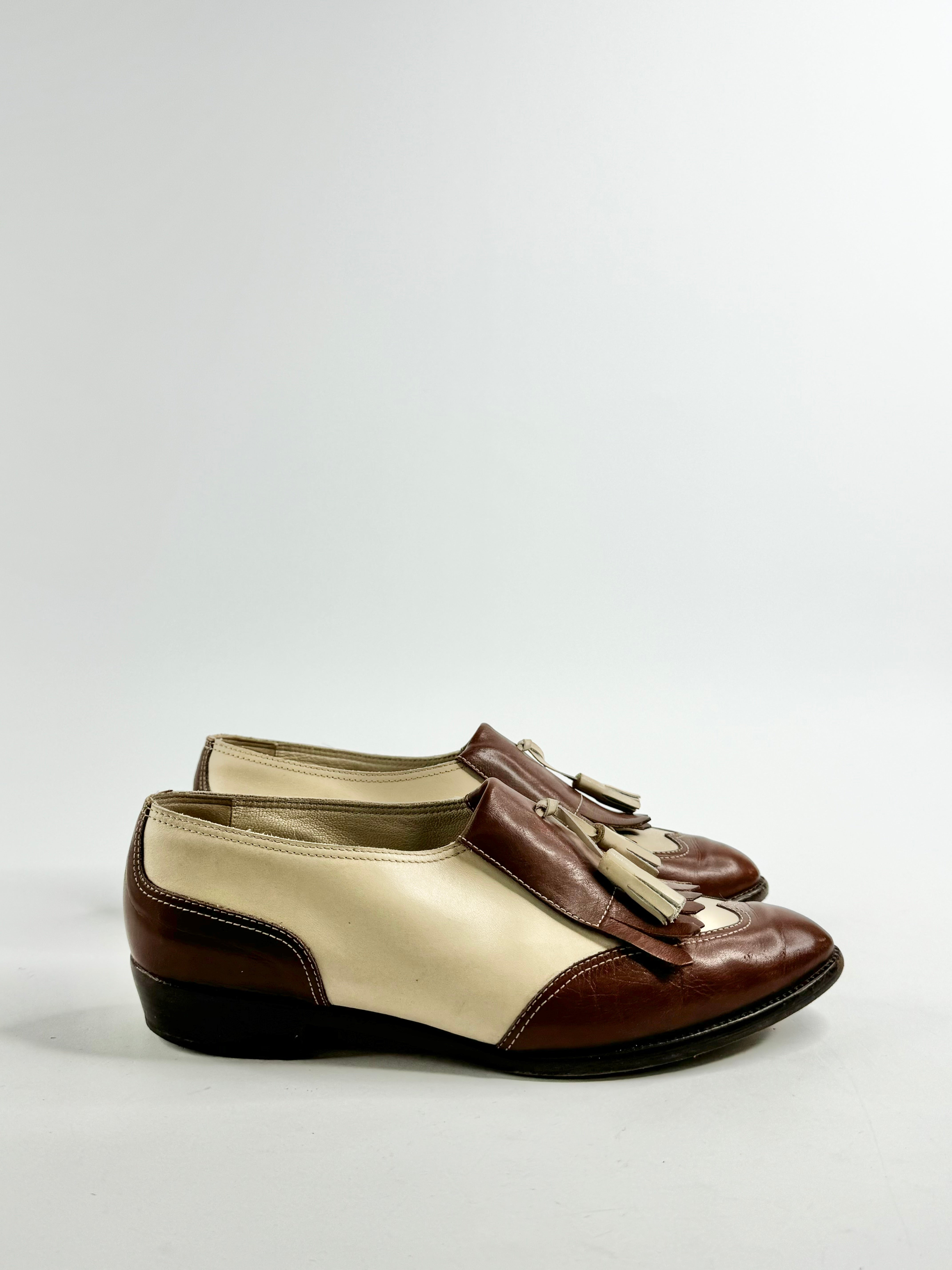 Vintage Prada Cream & Tan Loafers - EU38.5
