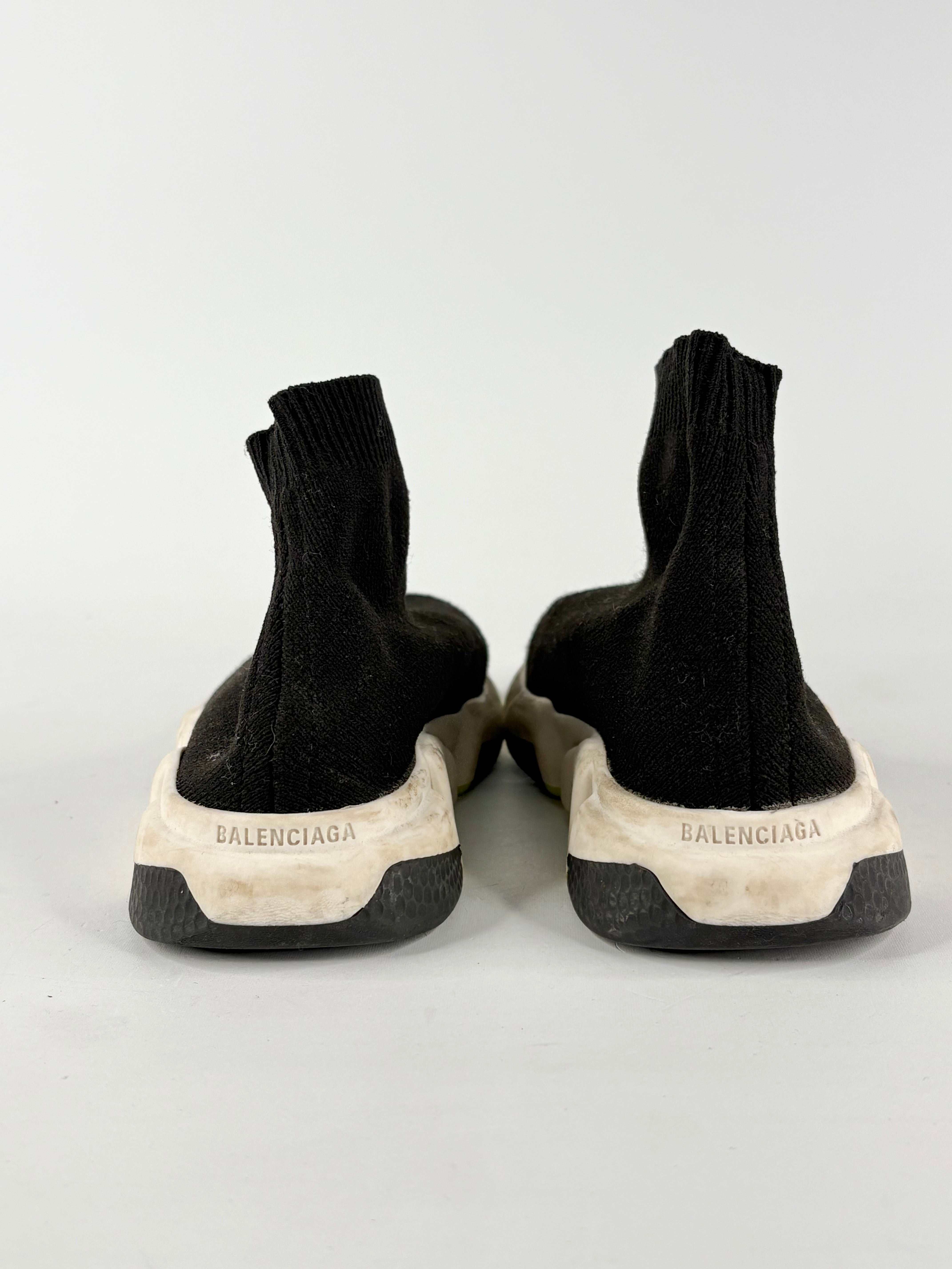 Balenciaga Kids Speed-Sock Black & Green Sneakers - EU29-30