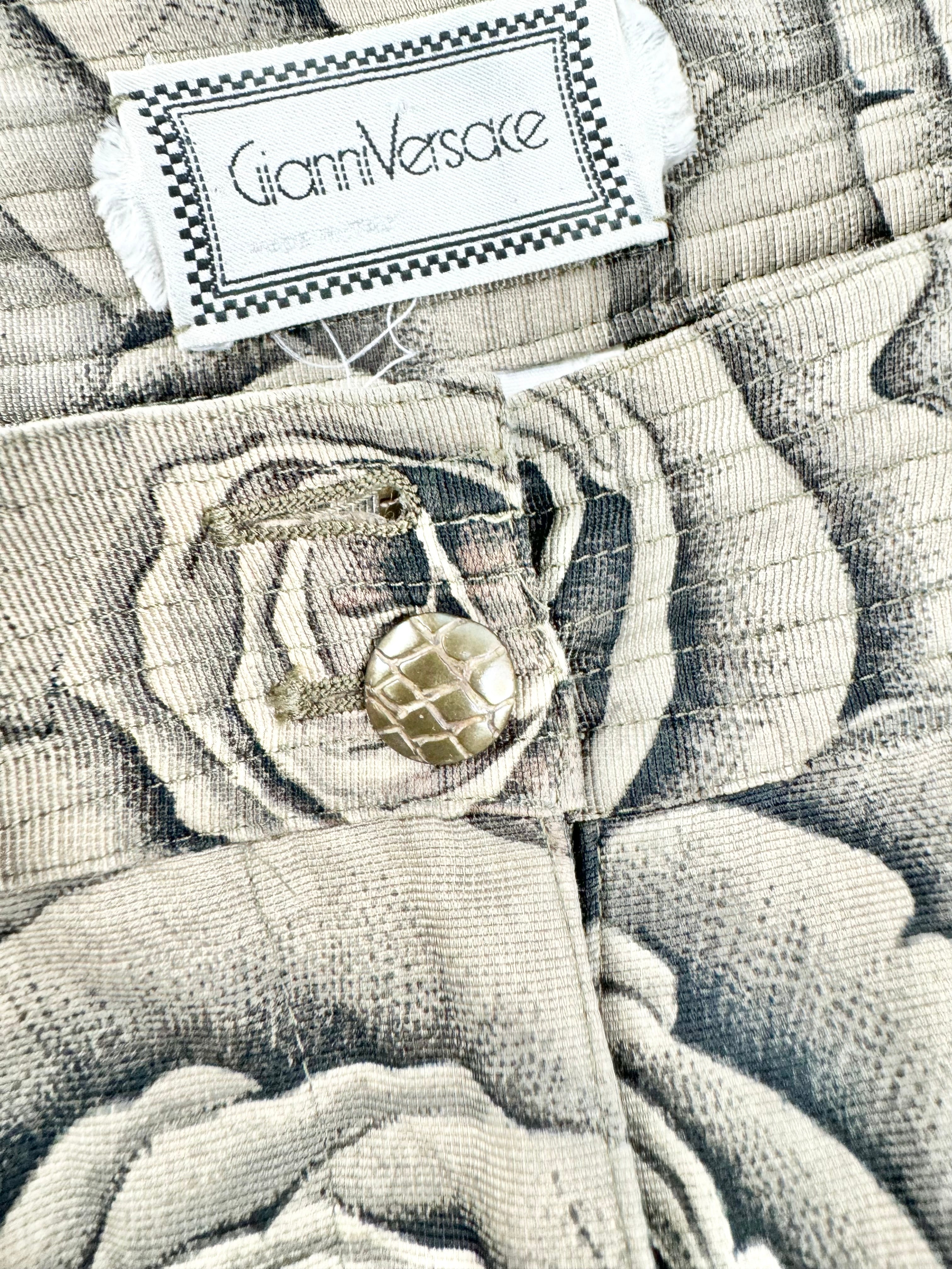 Vintage Gianni Versace Sepia Rose Patterned Slacks - AU6/8