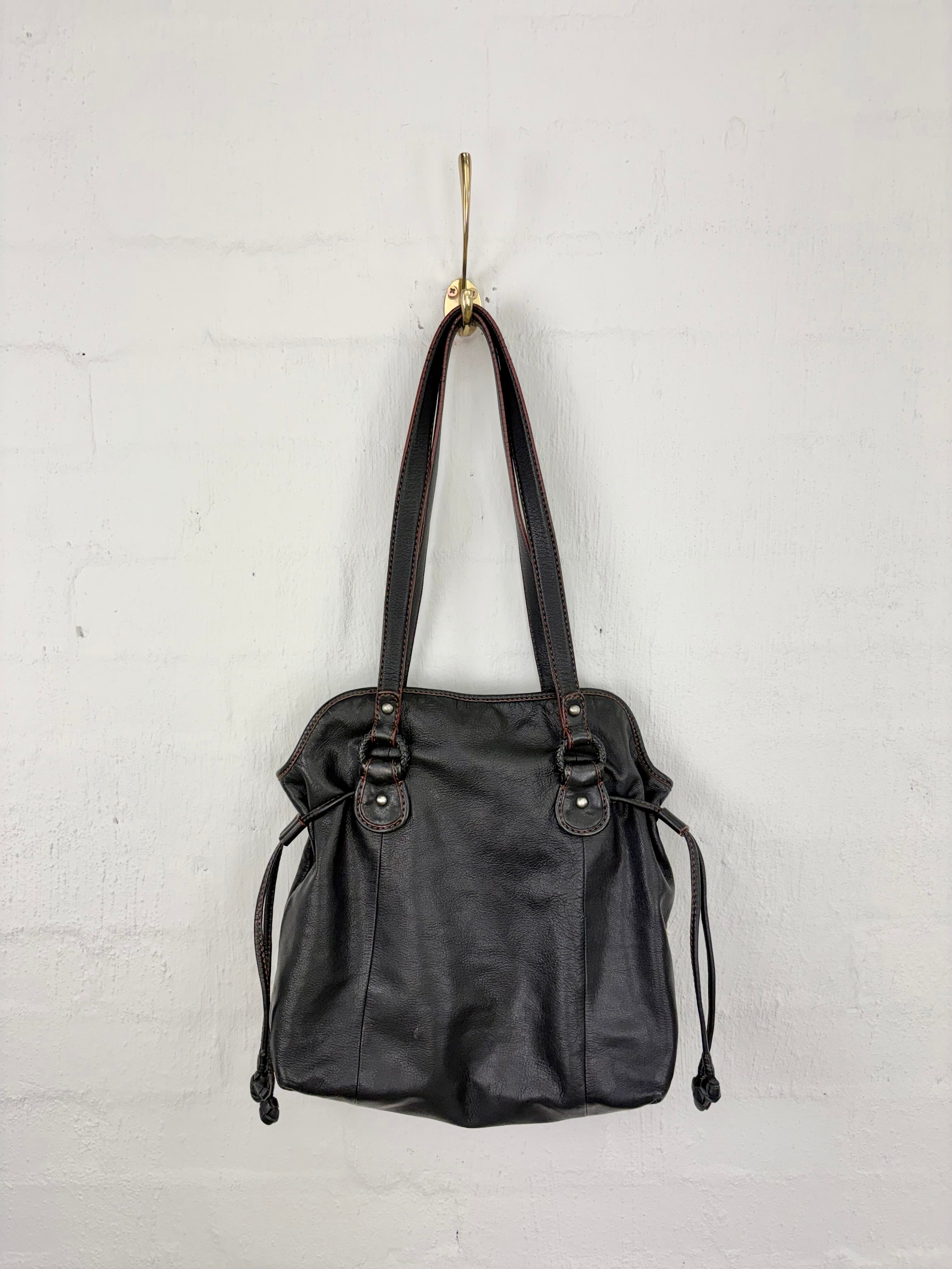 Sabrina Scala Black with Red Trim Hobo Bag