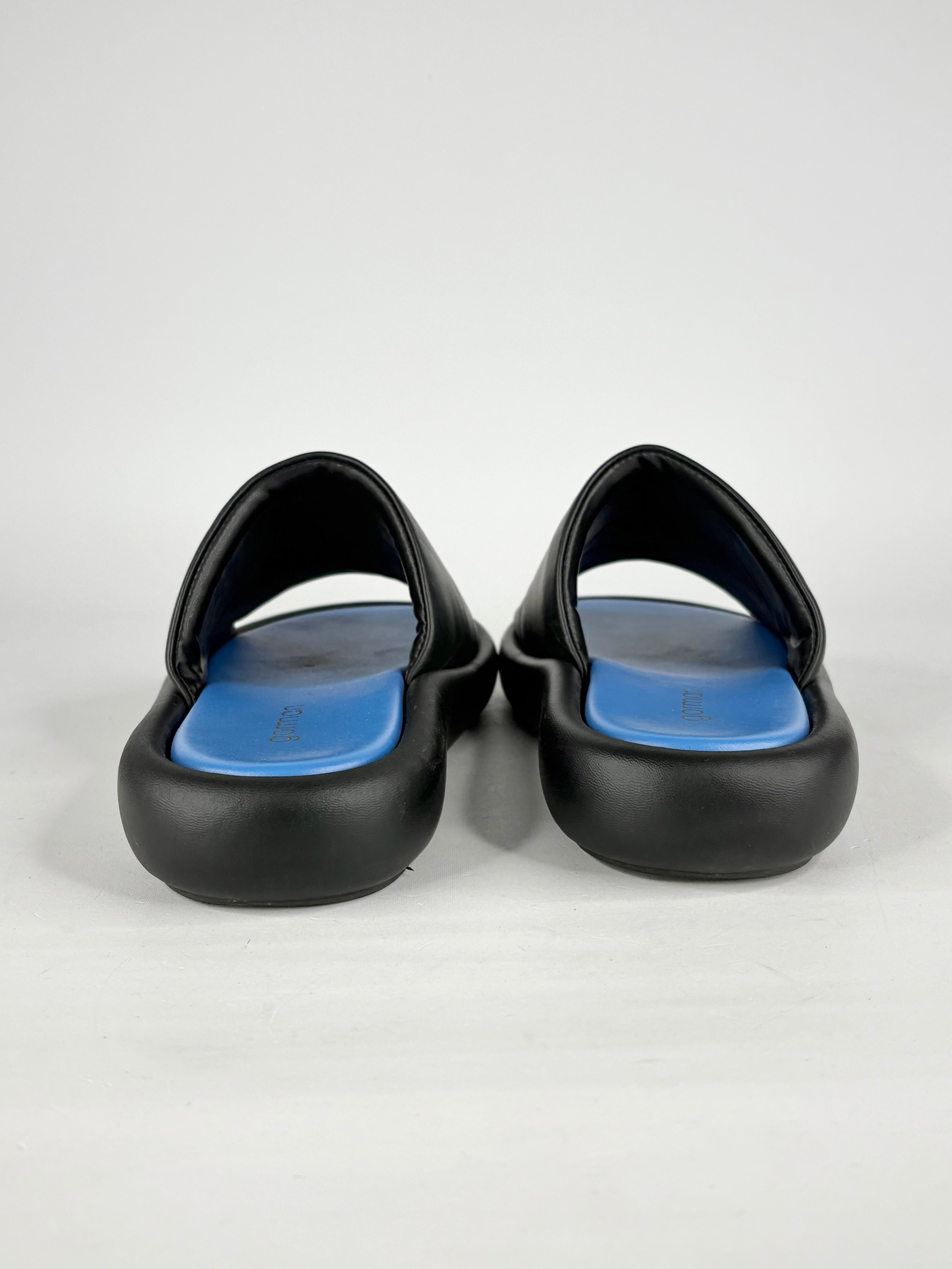 Gorman Black Leather 'Puffy' Slides - EU38