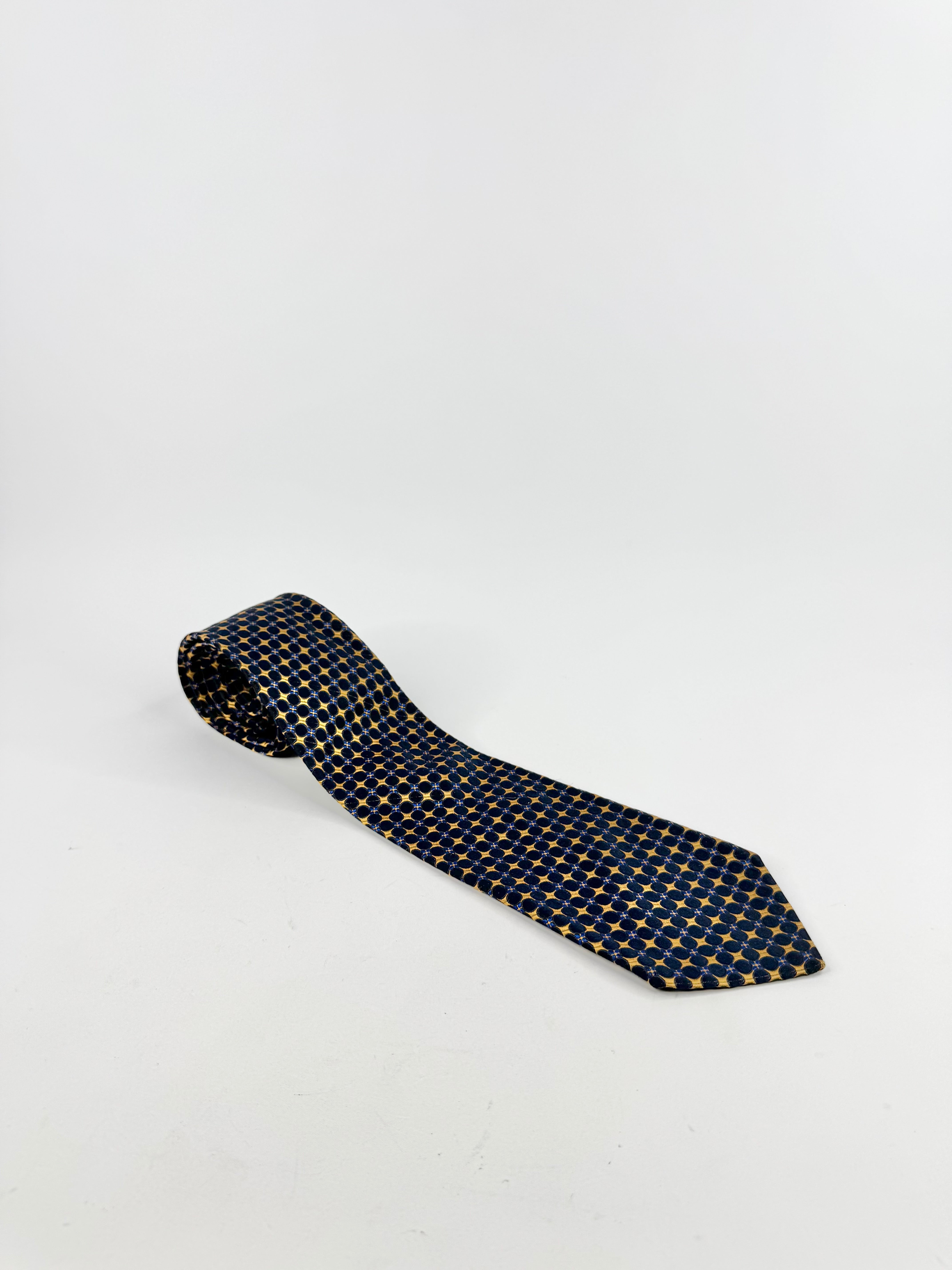 Valentino Blue, Navy & Gold Silk Tie