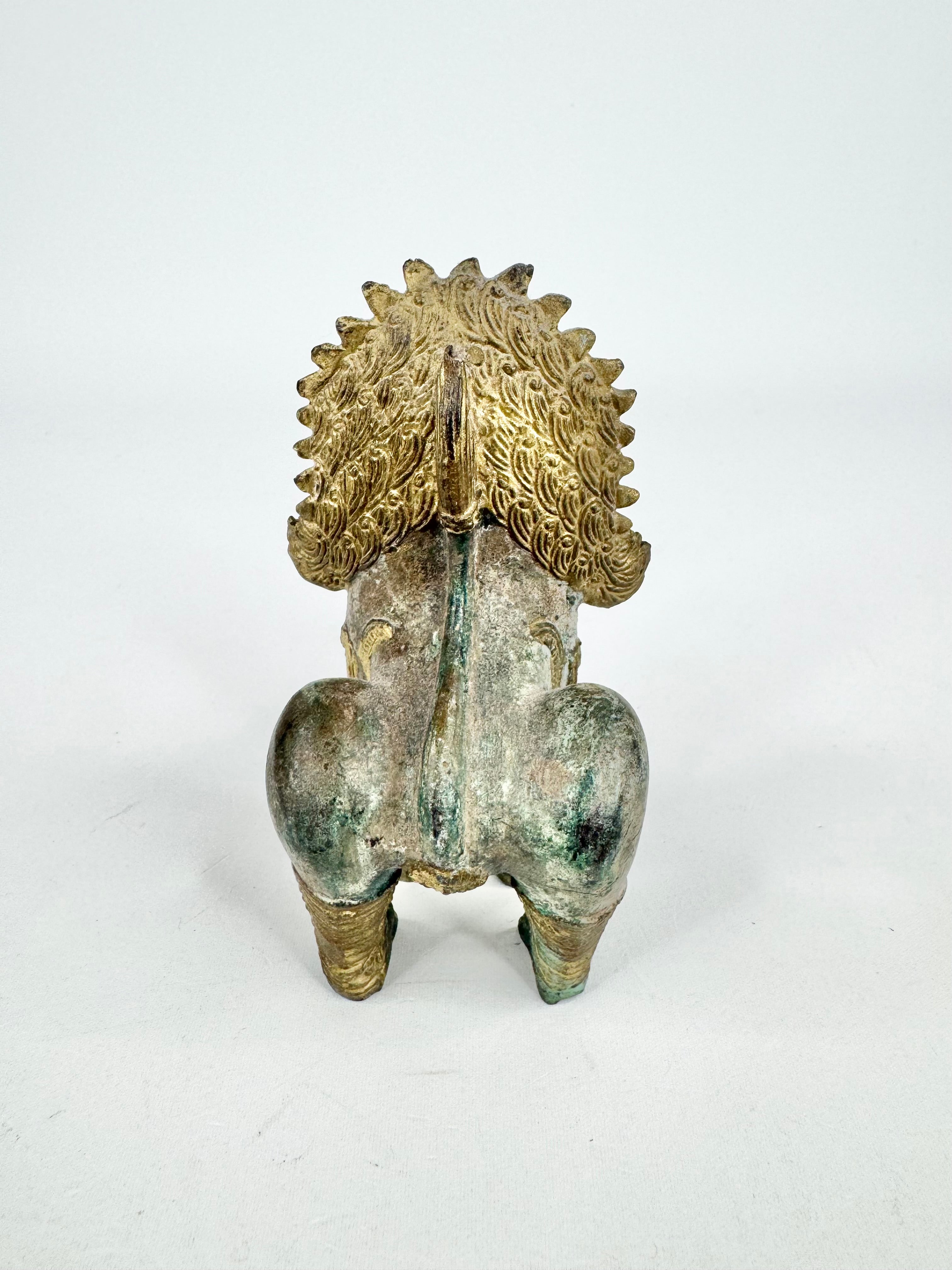 Vintage Khmer Gilt Bronze Singha Lion Guardian