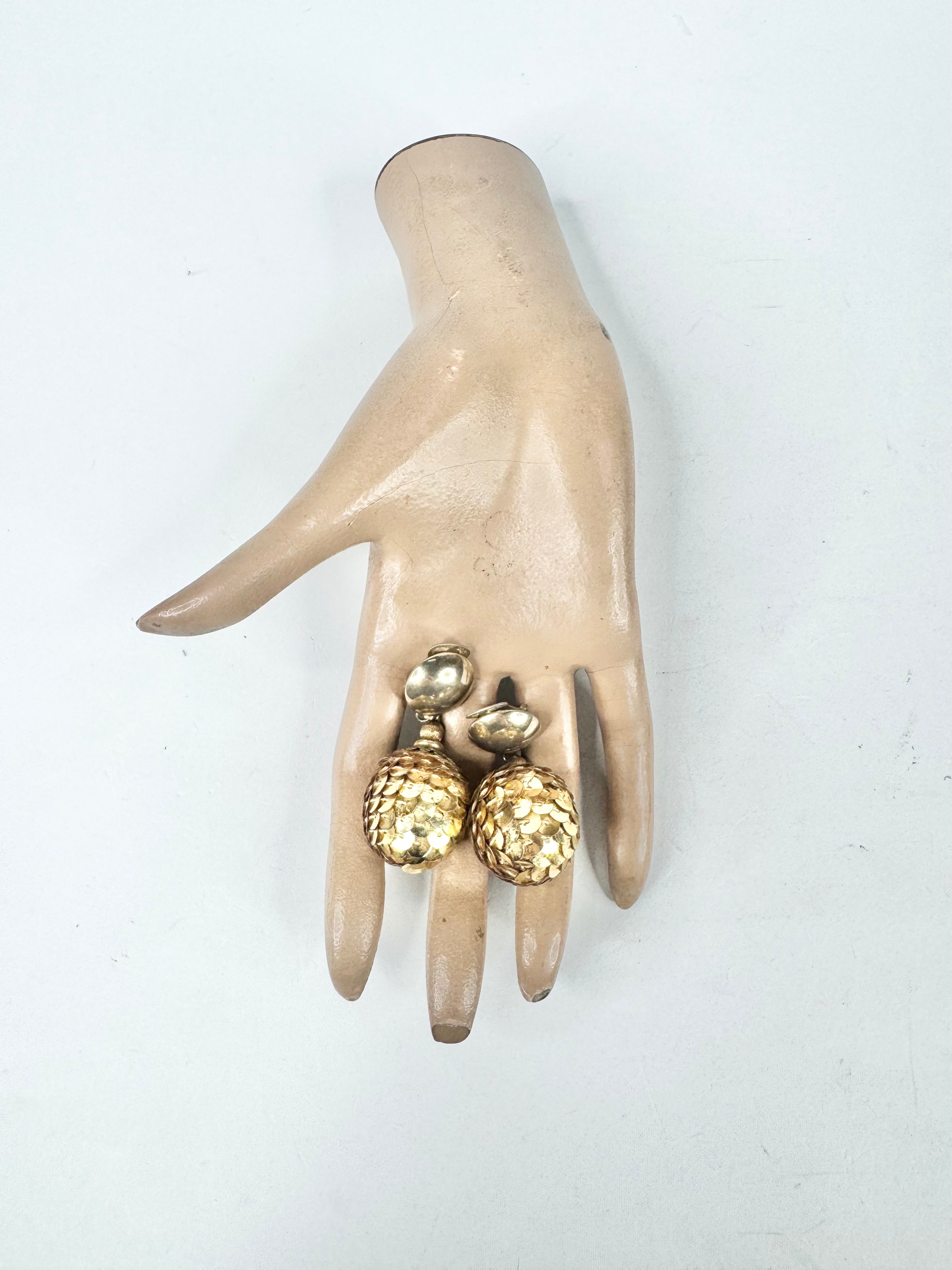 MFW Gold Sequin Drop Clip On Earrings