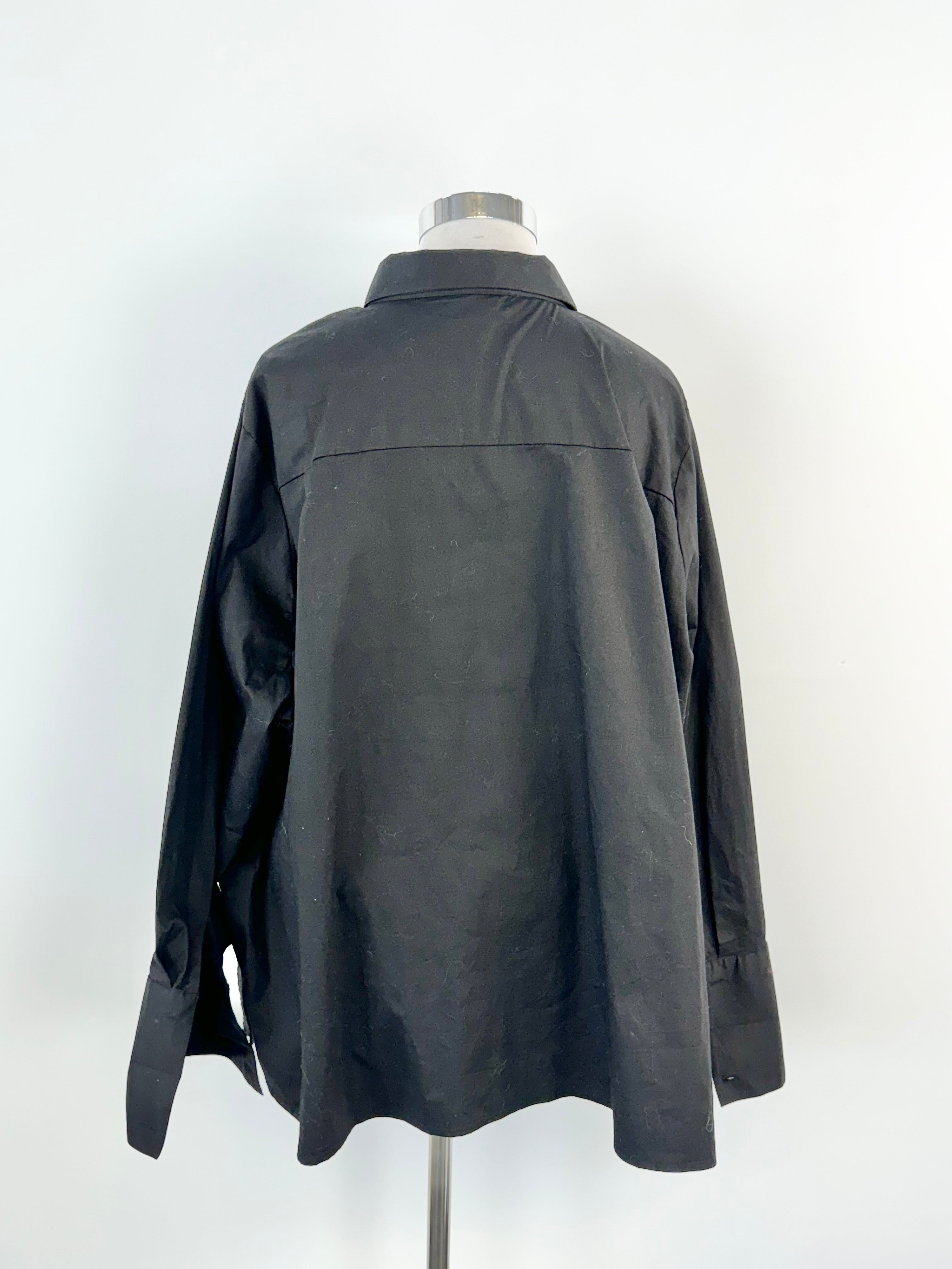 E the Label Black Pintuck Oversized Blouse - AU14