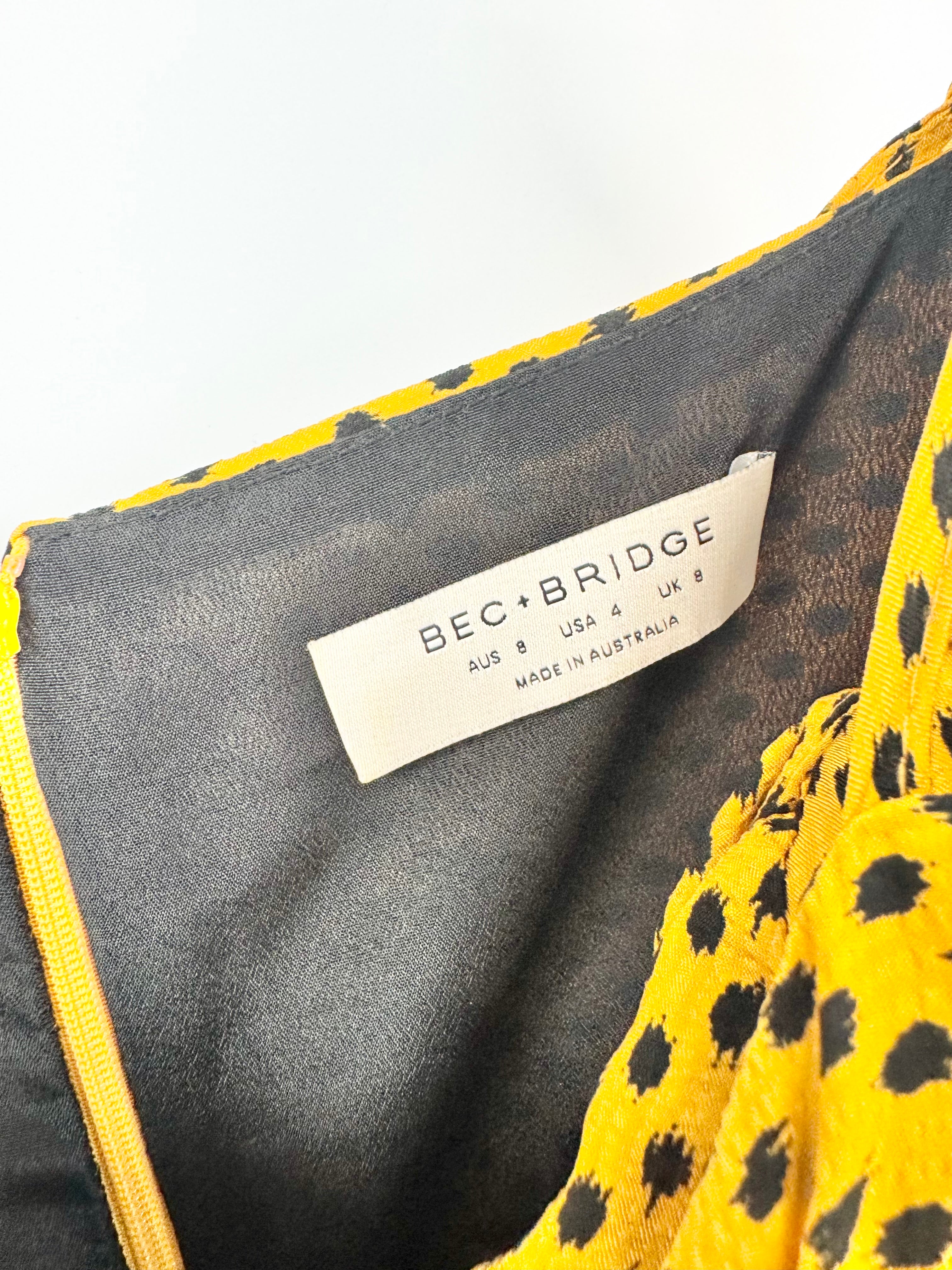 Bec + Bridge Gold & Black Front-Tie Dress - AU8