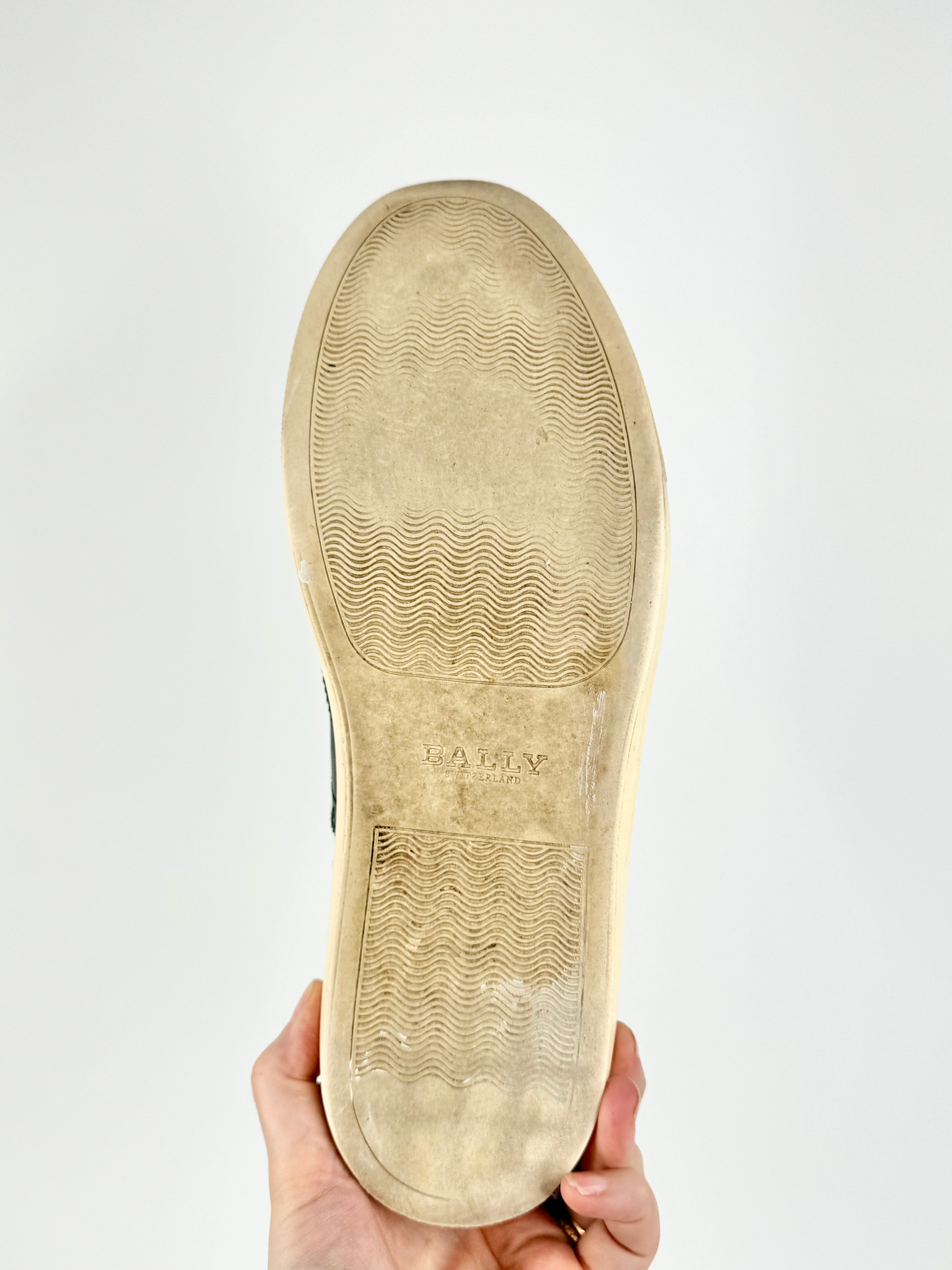 Bally Navy Blue Brogue Leather Sneakers - US9D