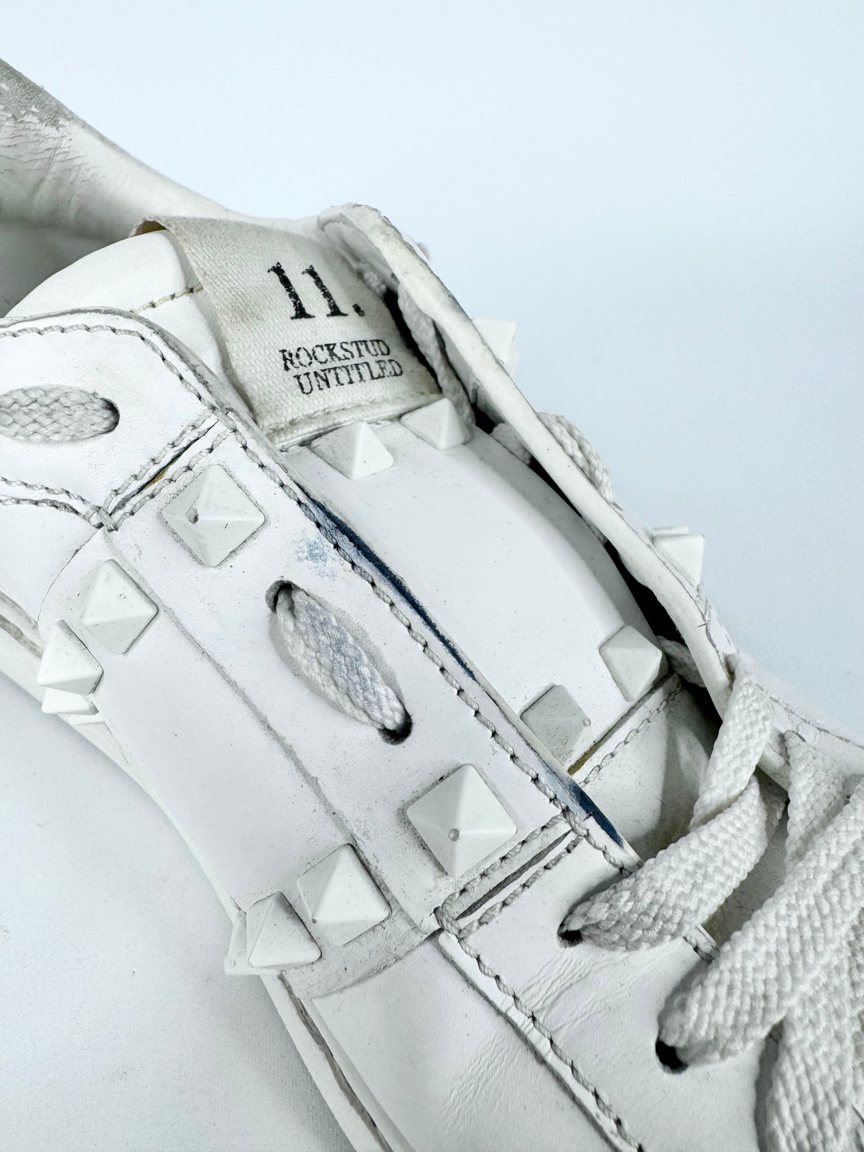 Valentino Garavani 'Rockstud Untitled' White Leather Sneakers - EU38