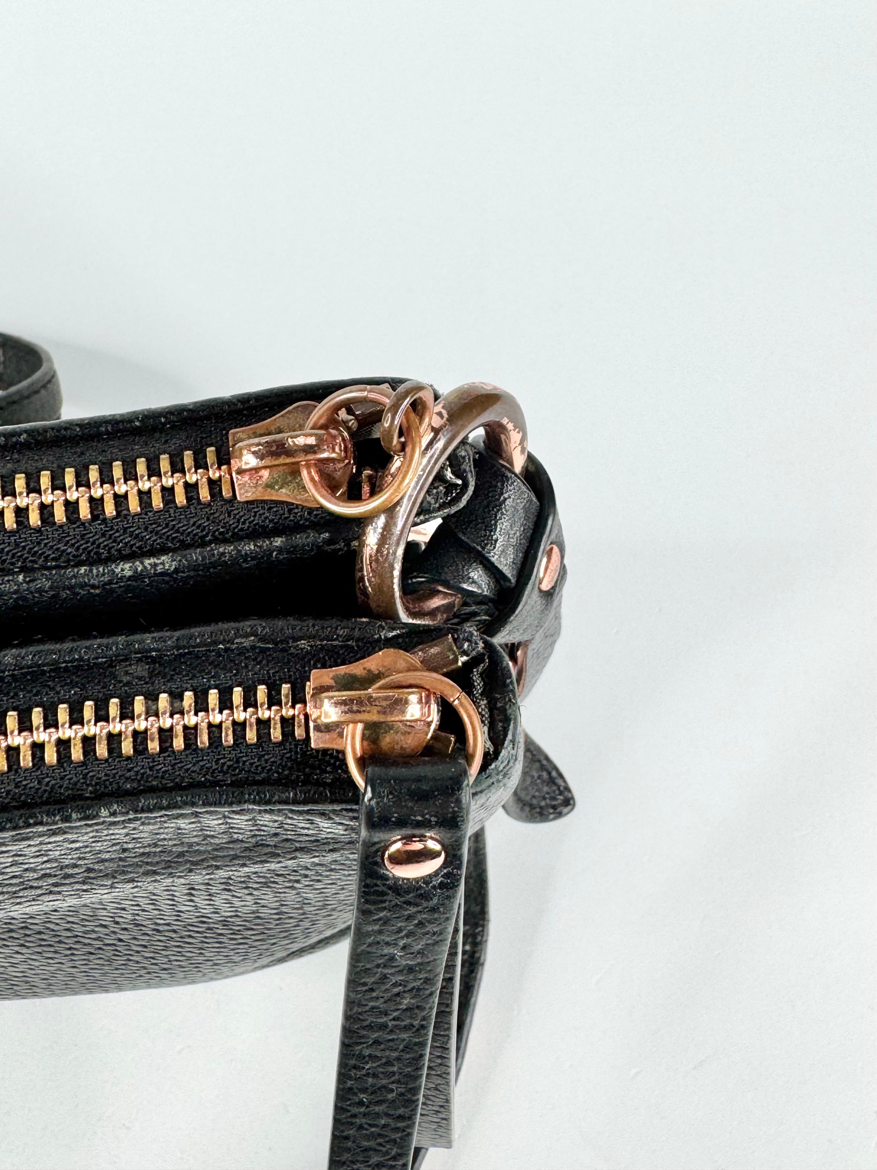 Mimco Grained Black Leather Cross Body Bag