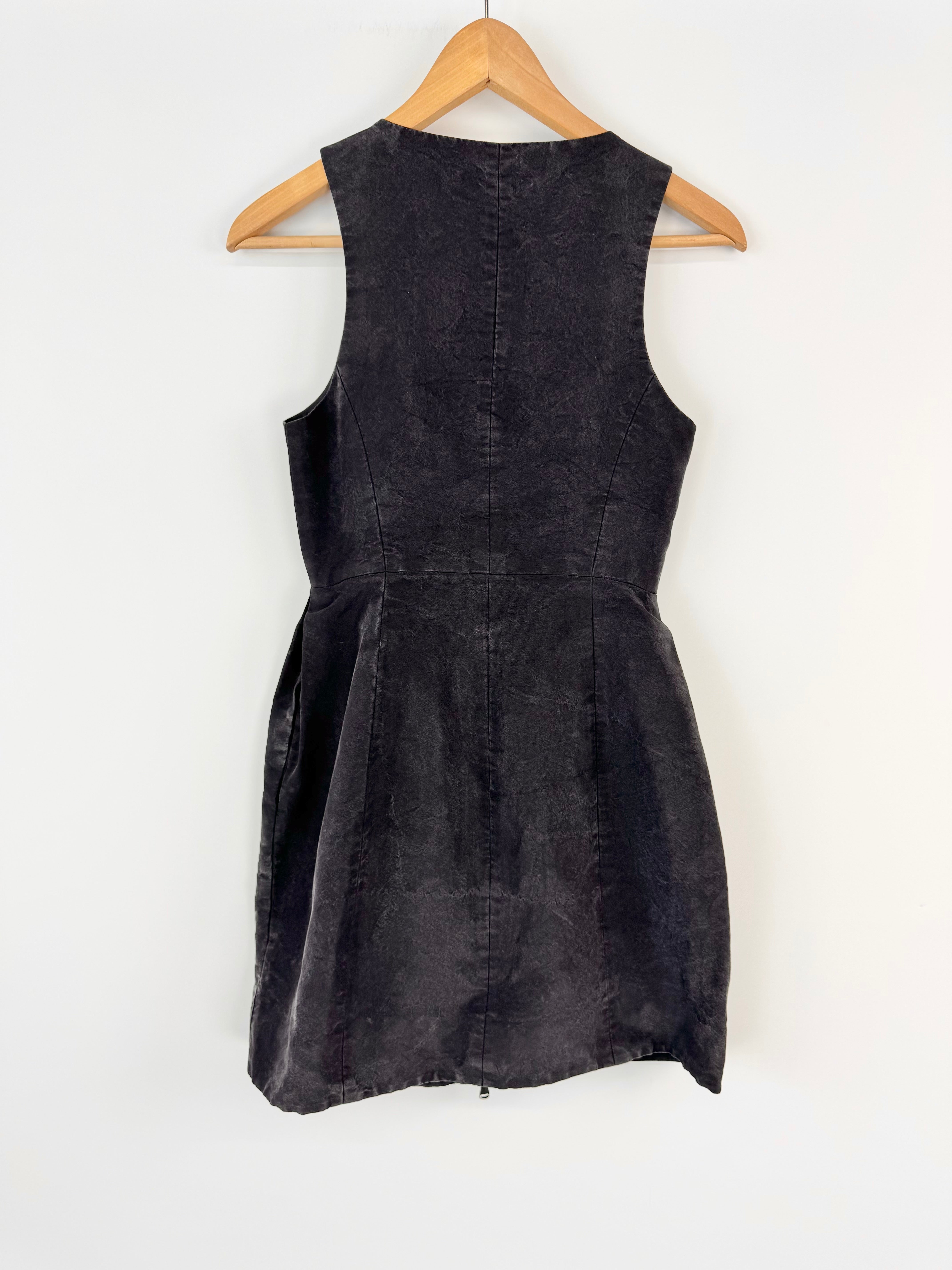 Tibi Black Textured Sleeveless Silk Dress - AU8/10