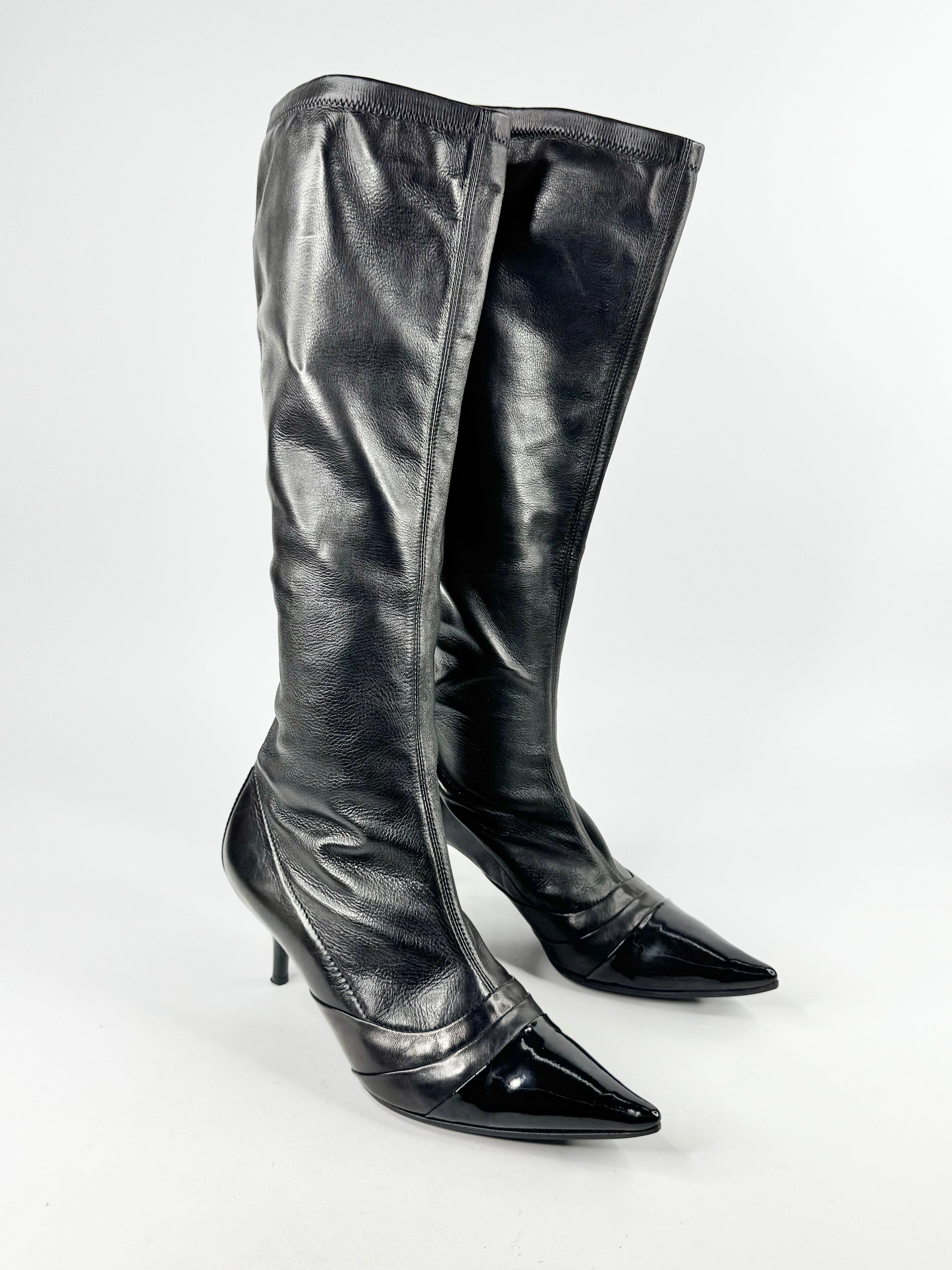 Vintage Kalliste Black Leather Calf Boots - EU40