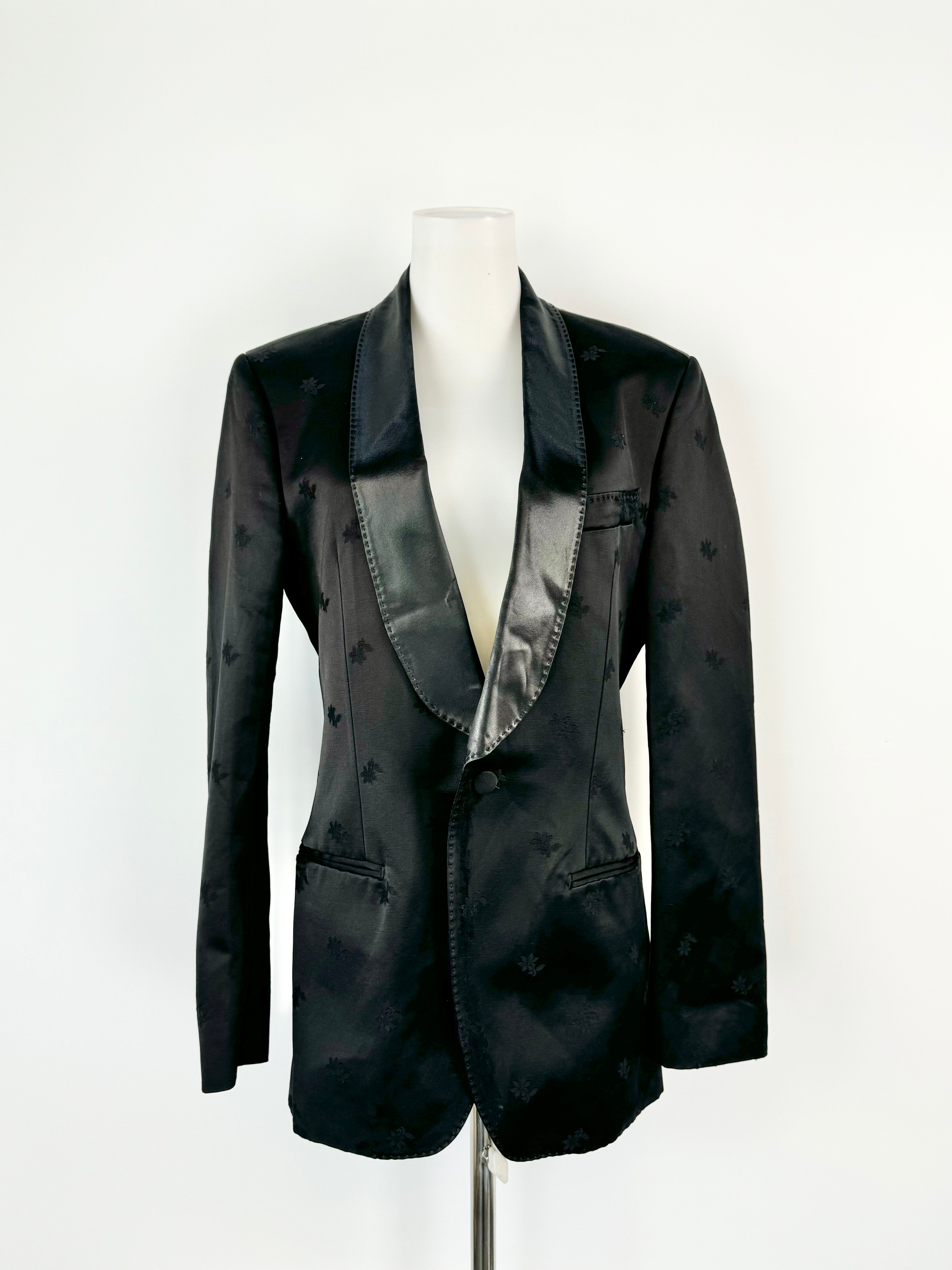Marni Black Satin Floral 2020 Blazer - 48