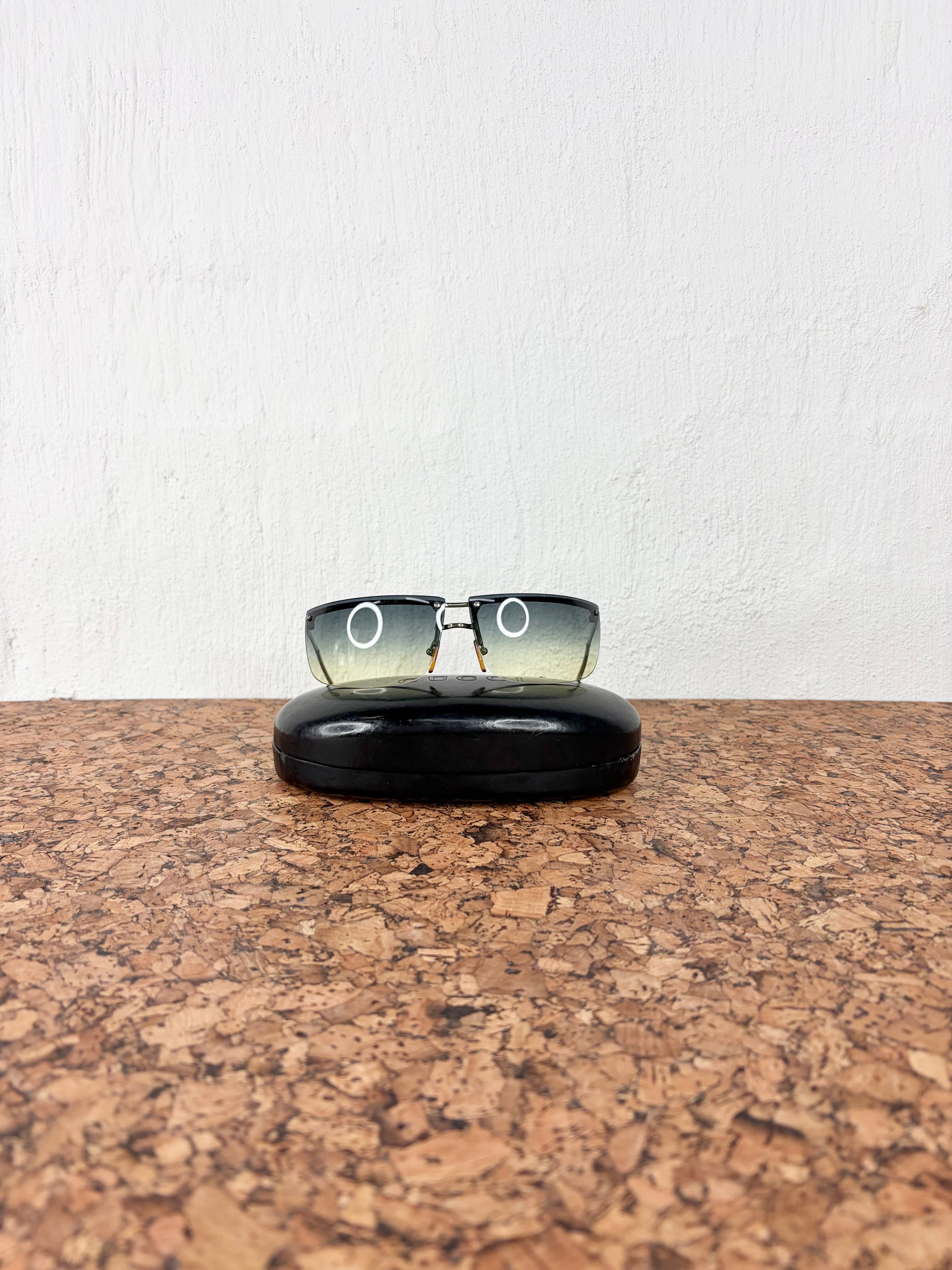 Gucci GG 2653/S Green Rimless Shield Sunglasses
