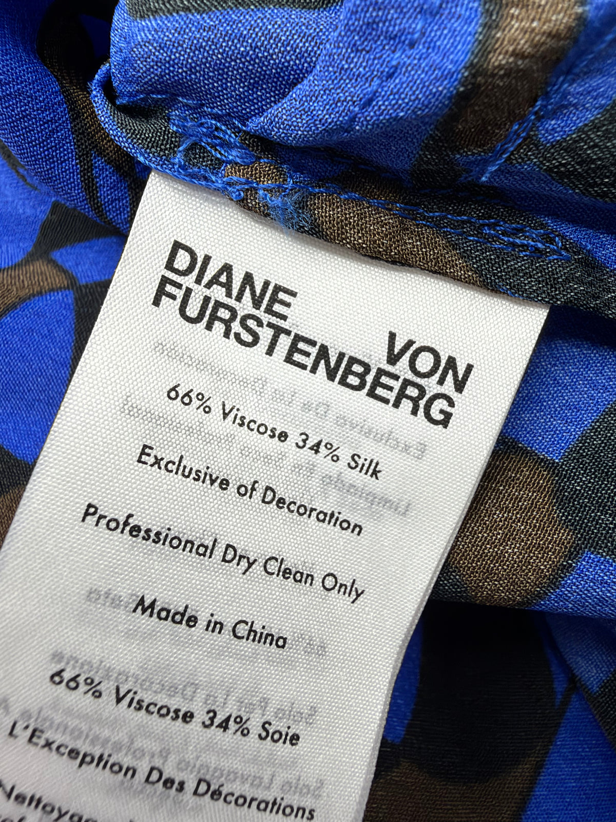 Diane Von Fursternberg Cobalt Blue Retro Patterned Long Sleeve Dress - AU12