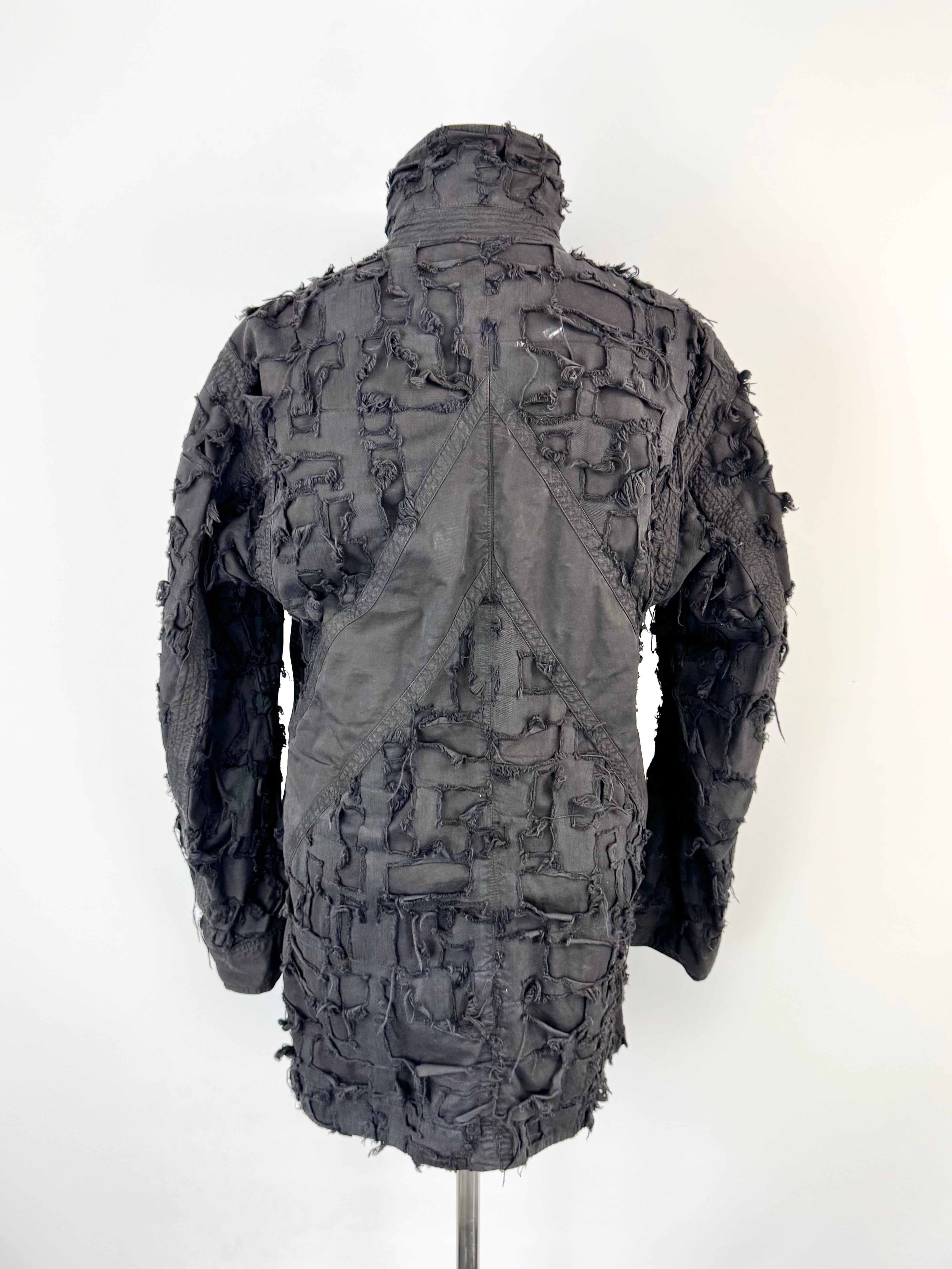 Griffin Studios Black Distressed Cotton Coat - AU10