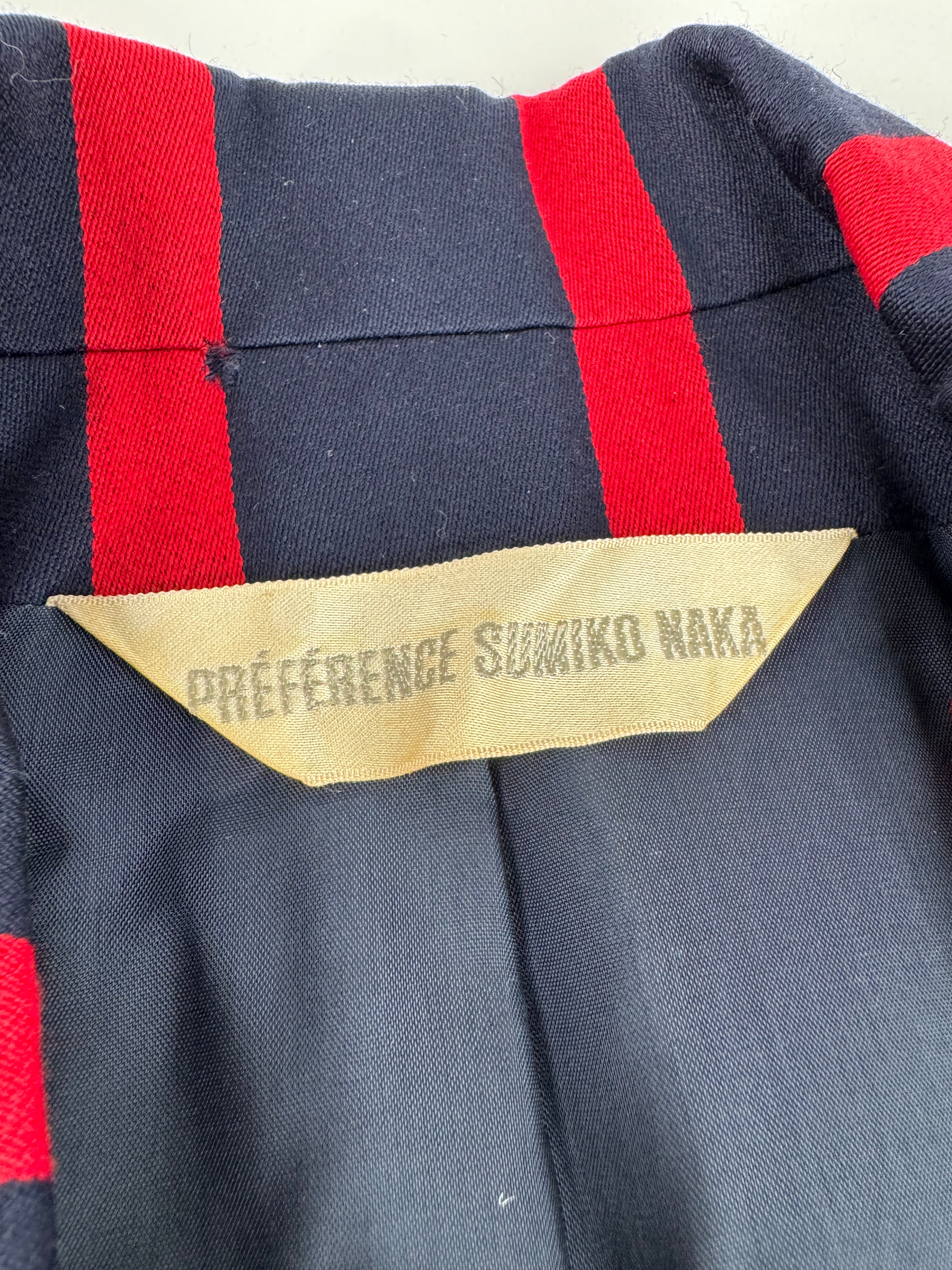Navy & Crimson Striped Tailored Wool Blazer Dress - AU10/12