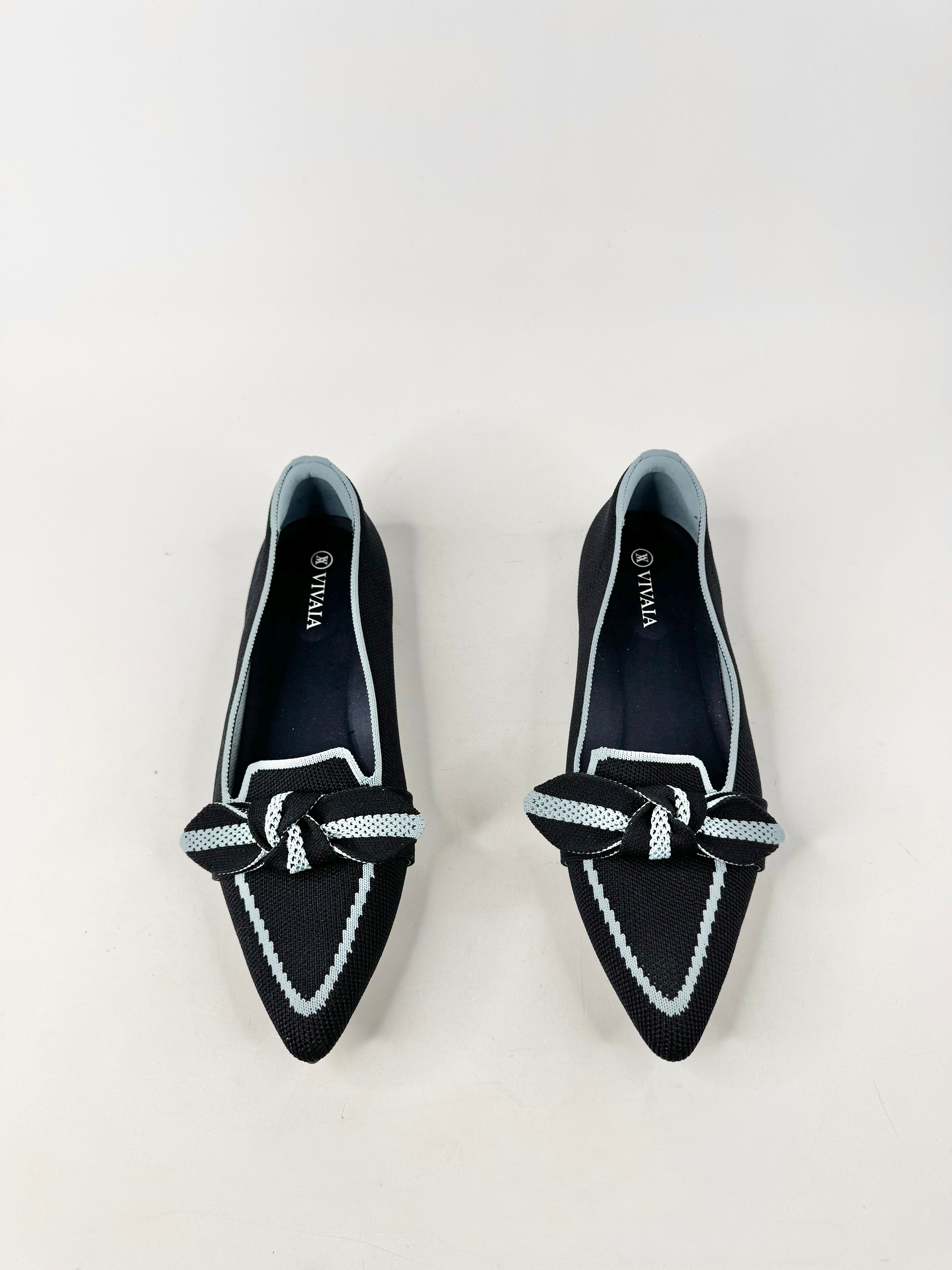 Vivaia Navy & Light Blue Bow Pattern Loafers - EU37.5