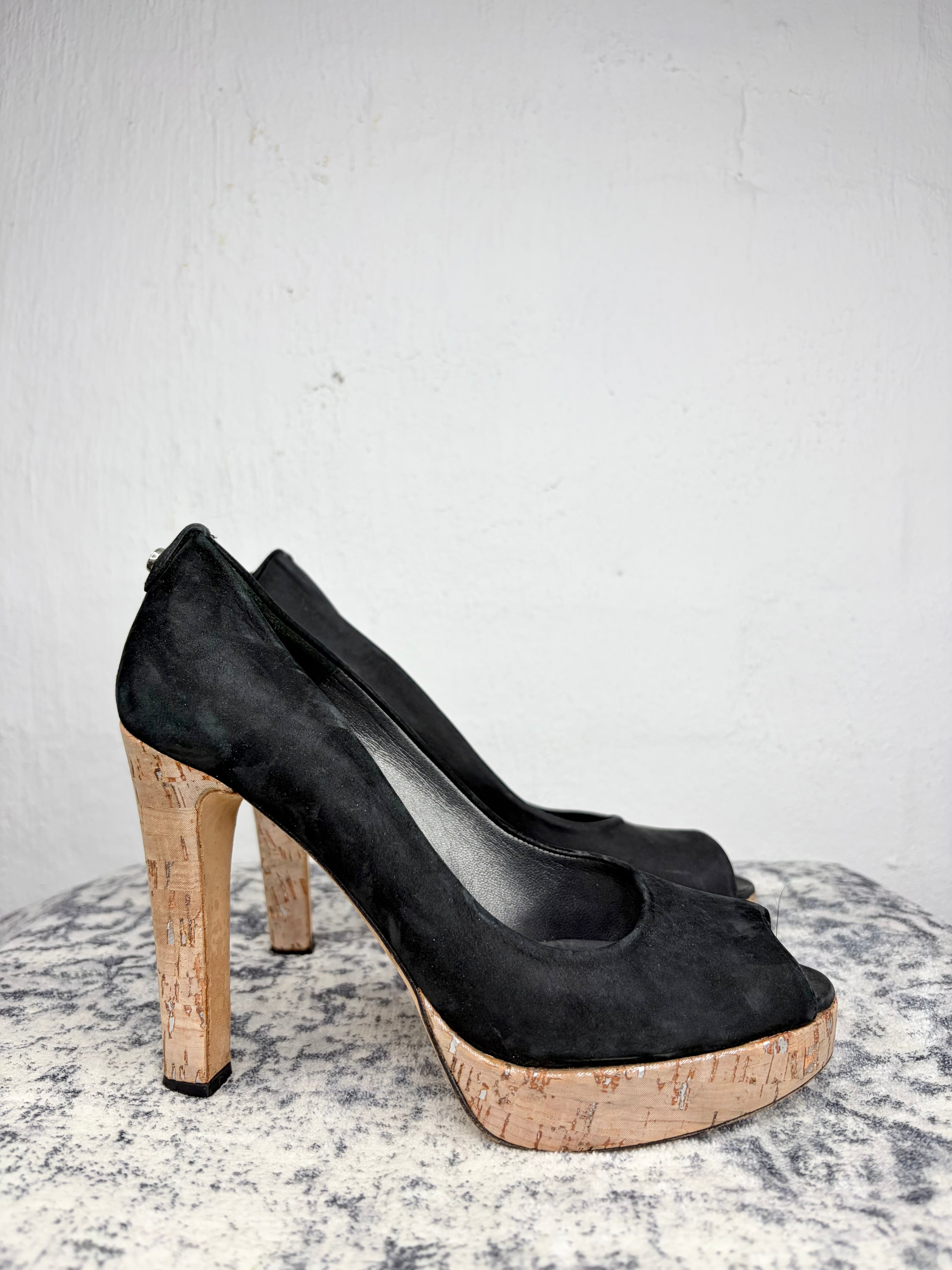 Stuart Weizman Black Peeptoe Pumps - EU38