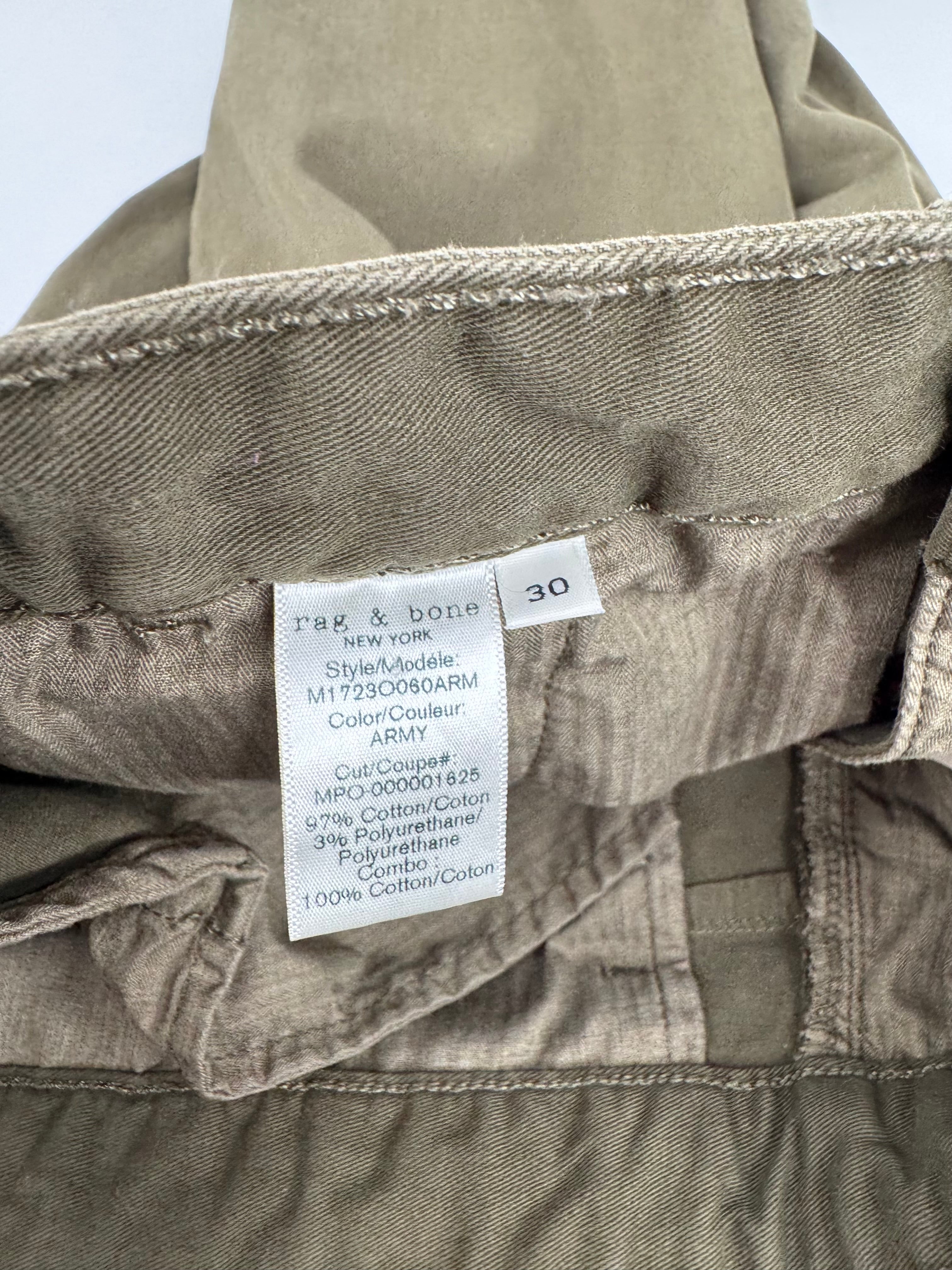 Rag & Bone Army Green Canvas Pants - 30
