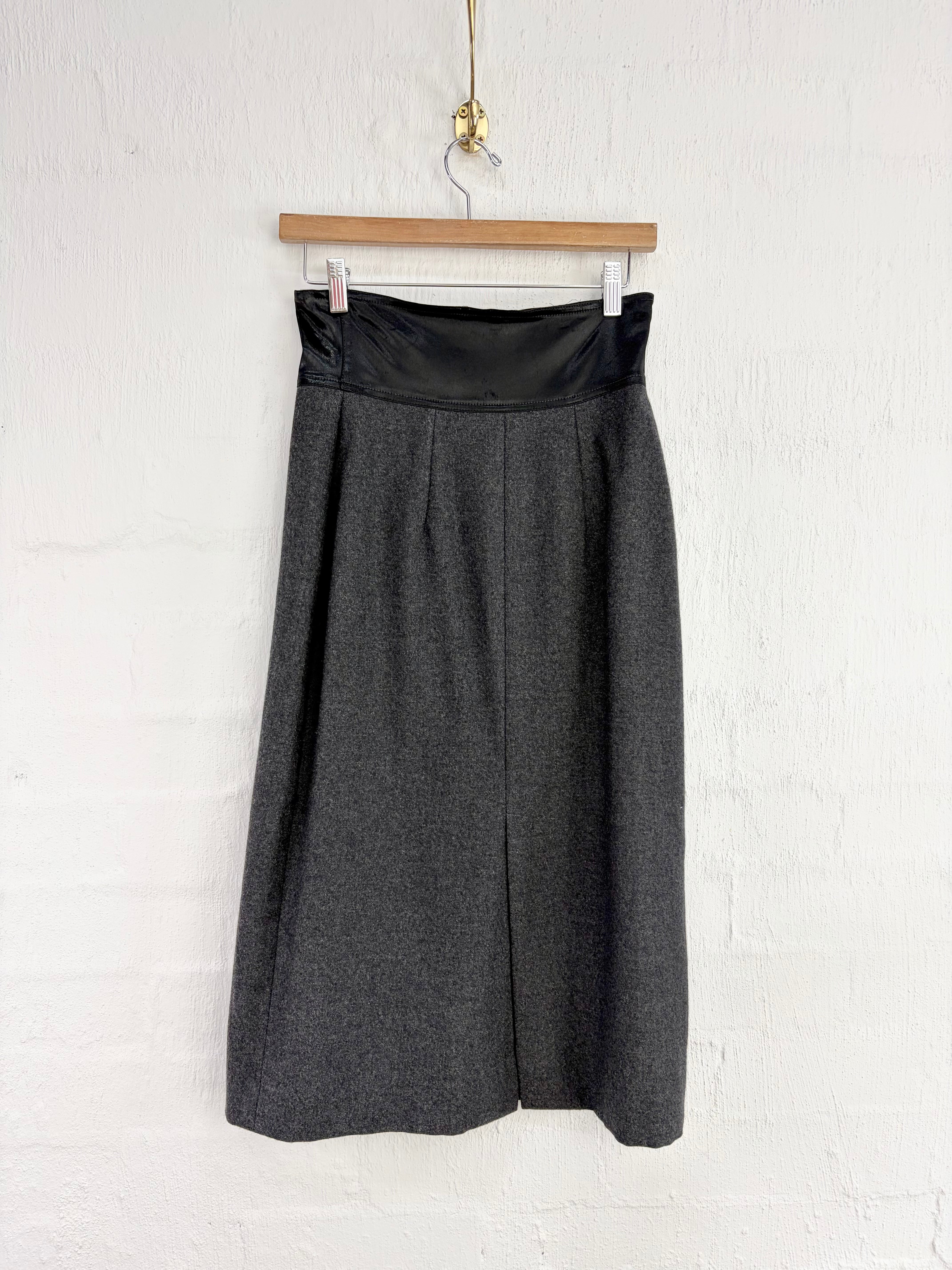Gianfranco Ferre Grey & Black Zipper Pencil Skirt - AU8/10