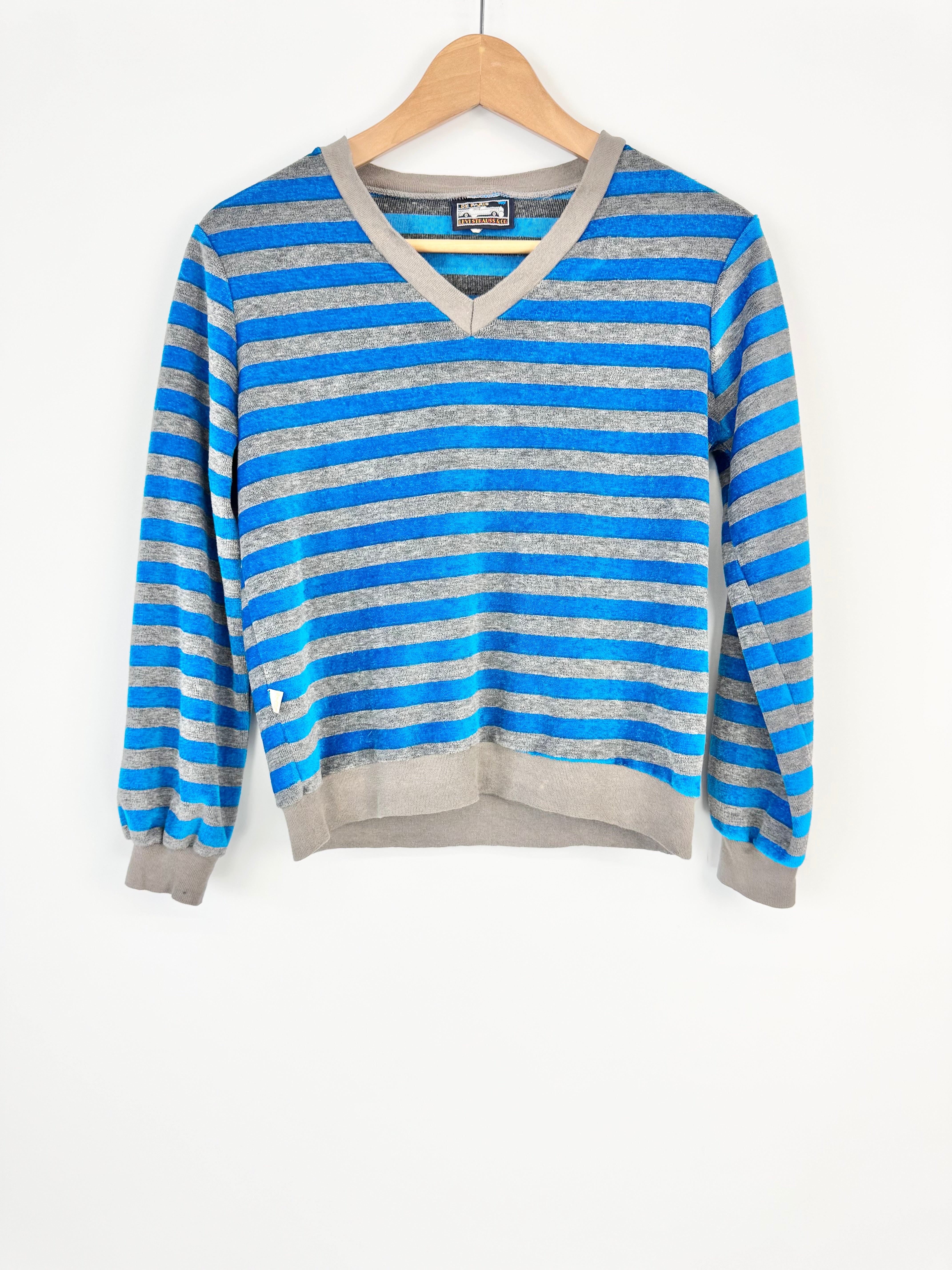 Vintage Levi Strauss & Co Blue & Grey Striped Sweater - AU8/10