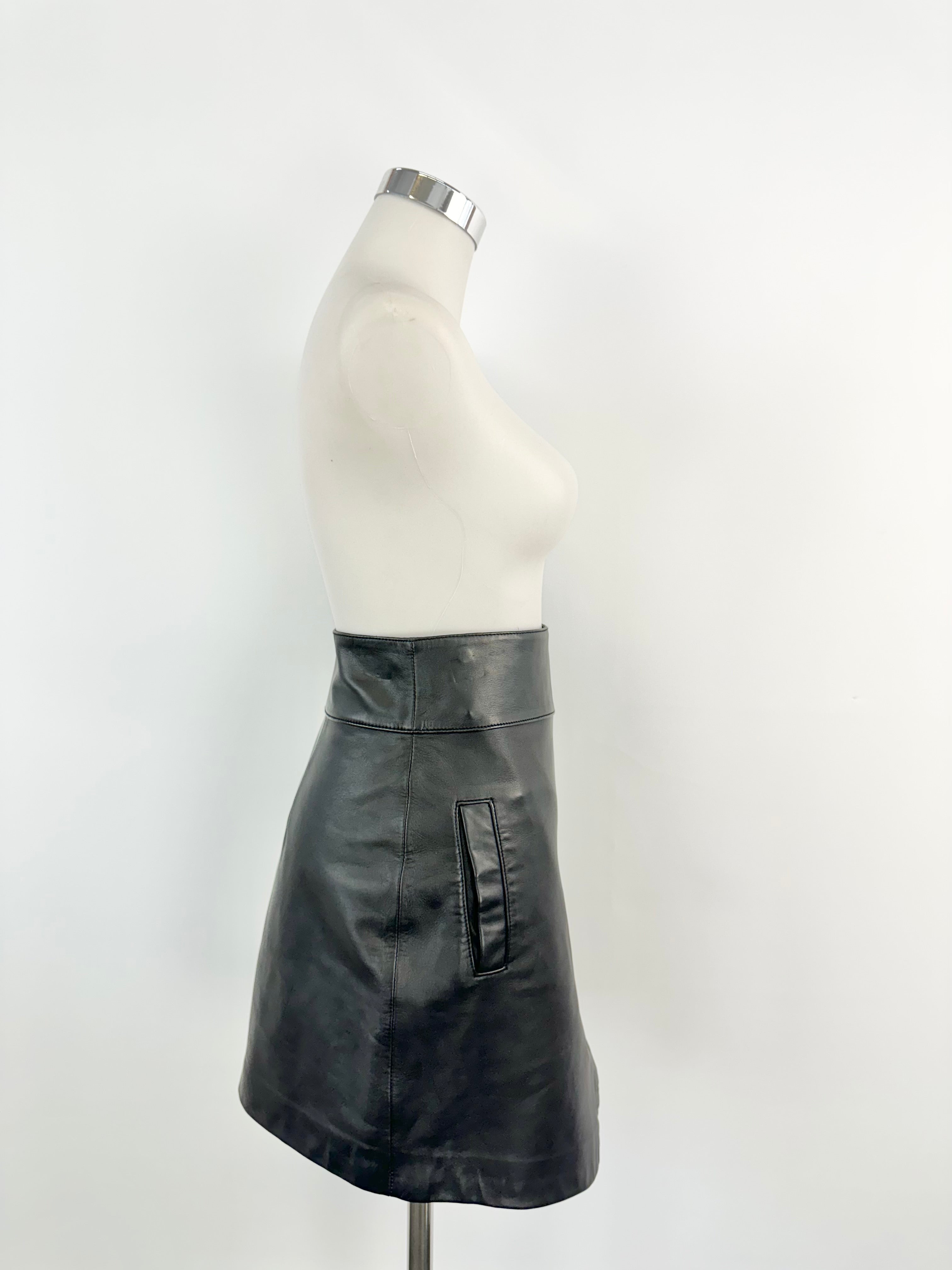 Ba&sh 'Phanie' Black Leather Wrap Skirt - AU10