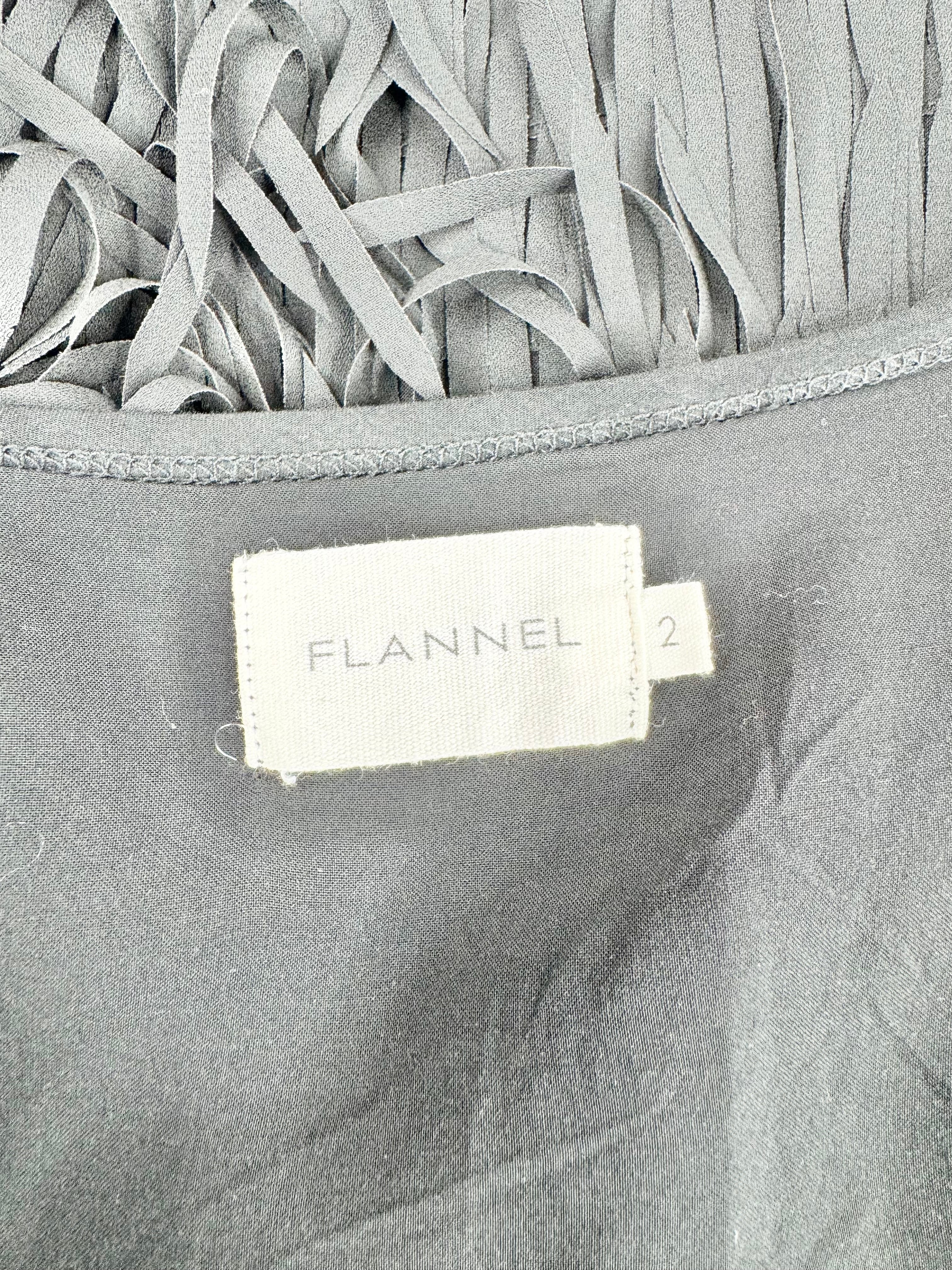 Flannel Black Strappy Fringed Hem Dress - AU10