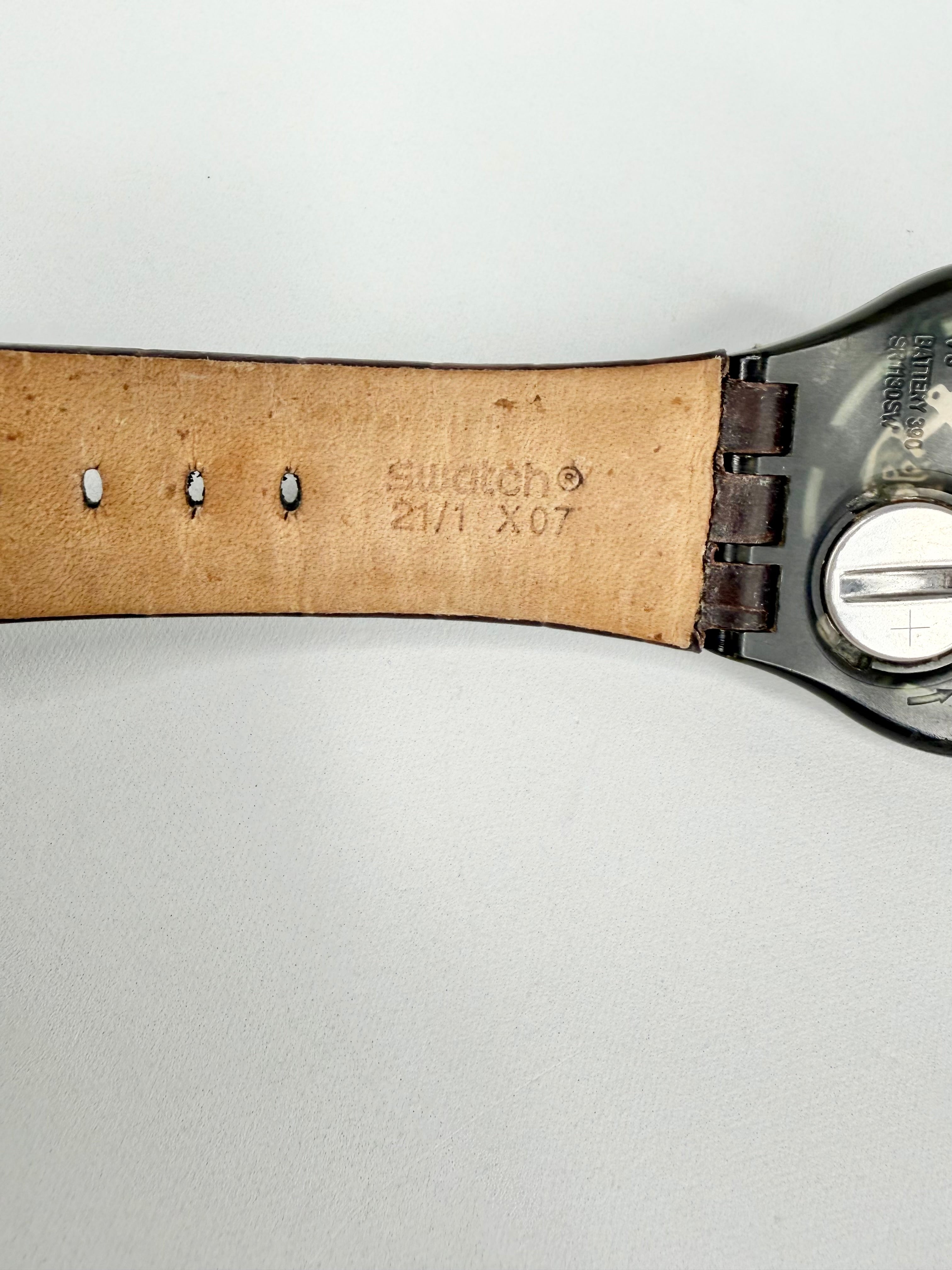 Swatch Black & Gold 'Town Hall' Croc Band Watch
