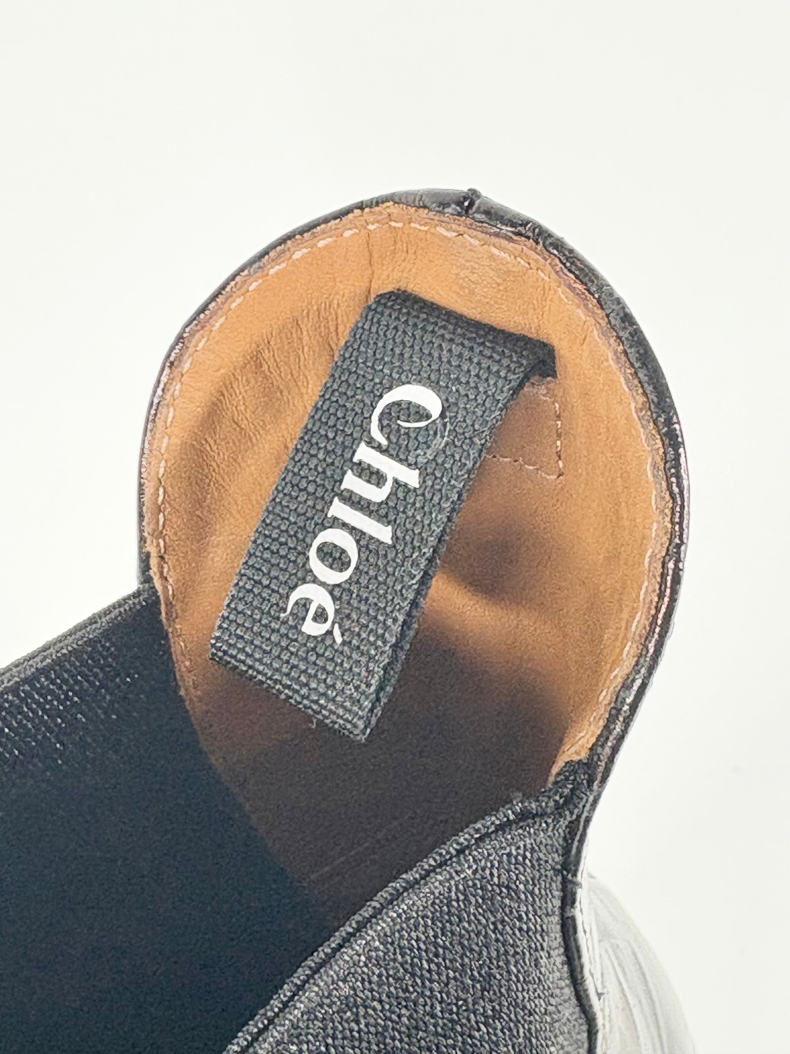 Chloé Black Leather Croc-Embossed Wave Boots - EU37.5