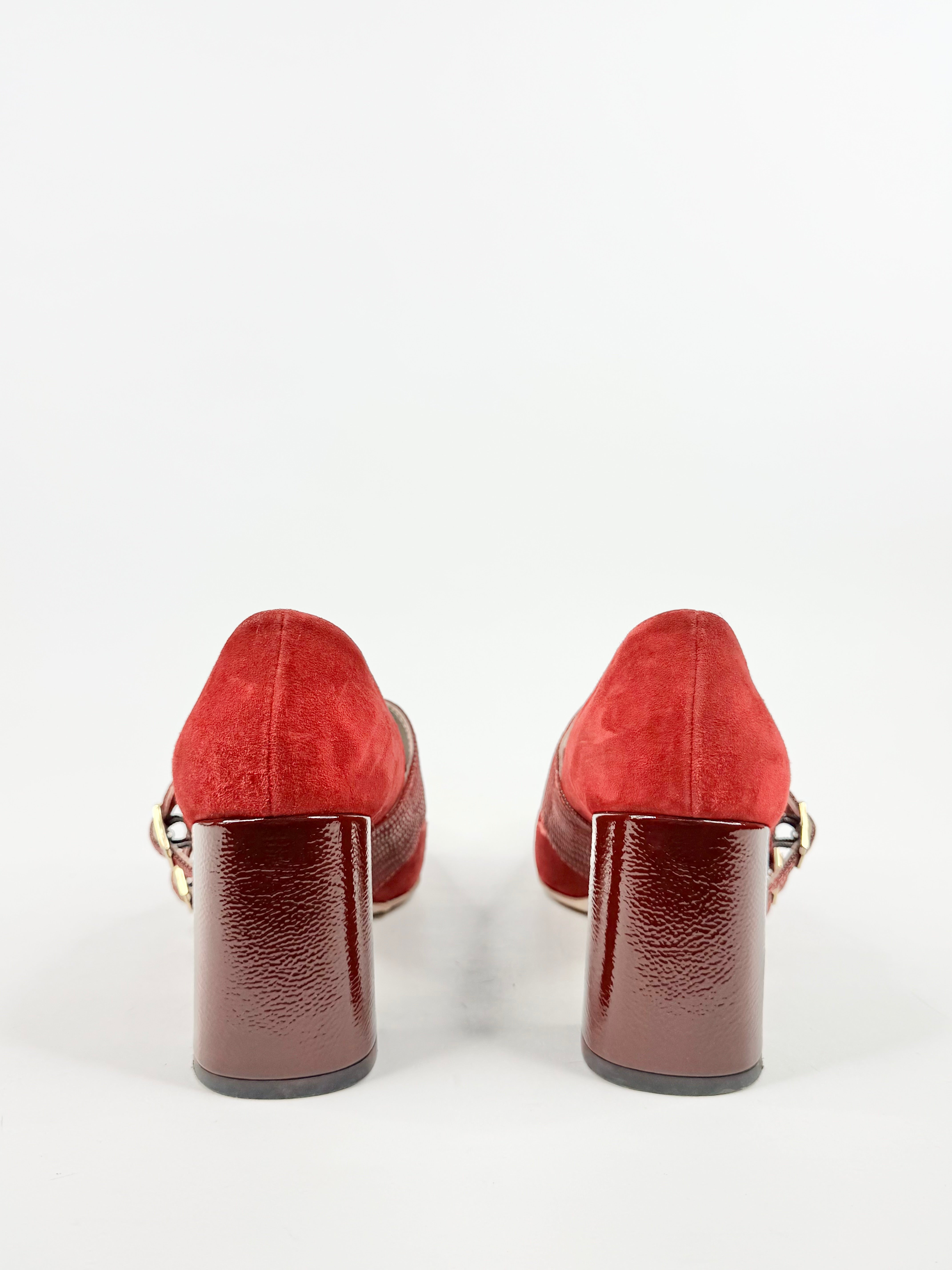 Habbot Cherry Red Suede Mary Janes - EU37