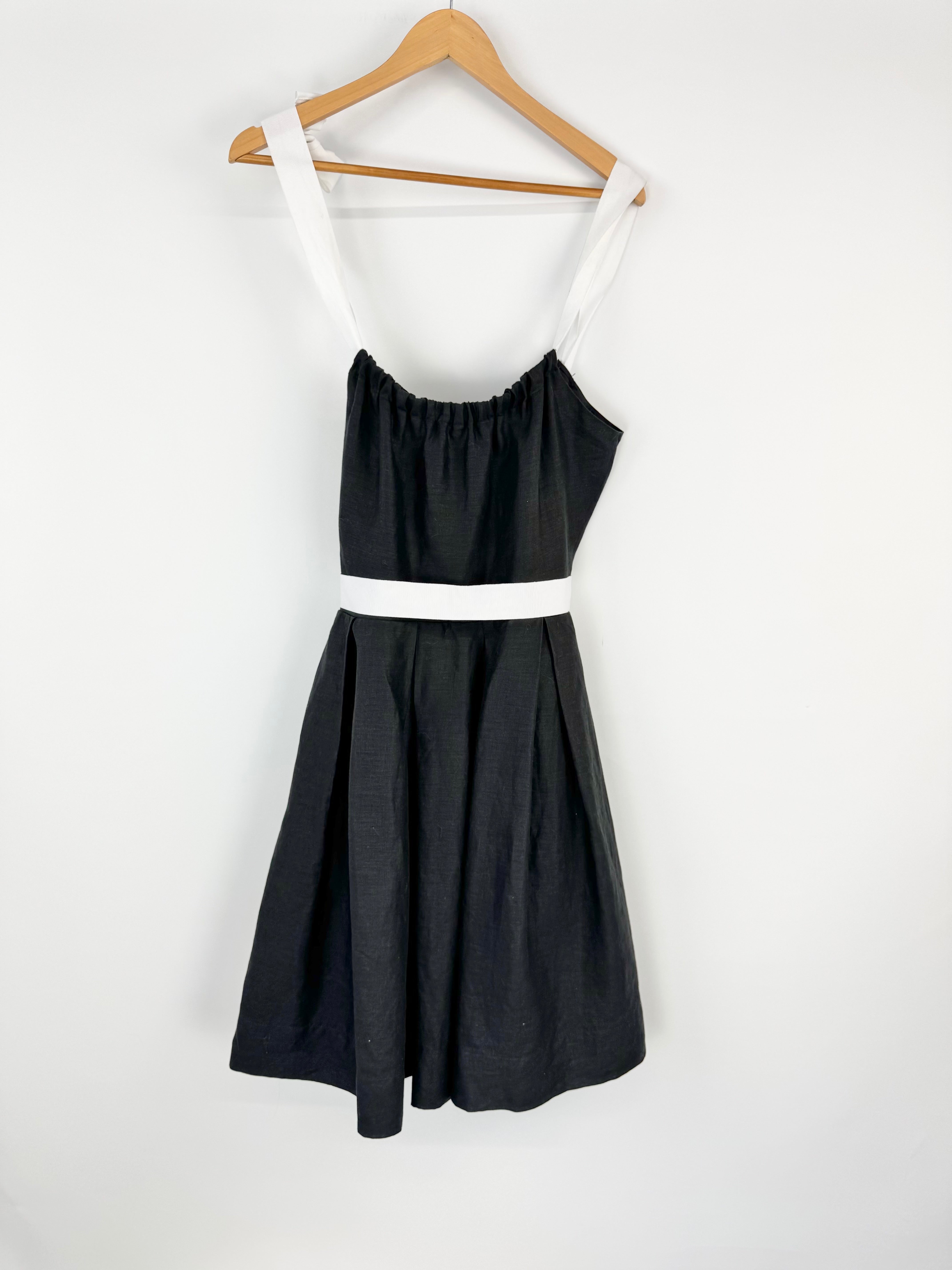 Nicolangela Black & White Linen Summer Dress - AU10/12