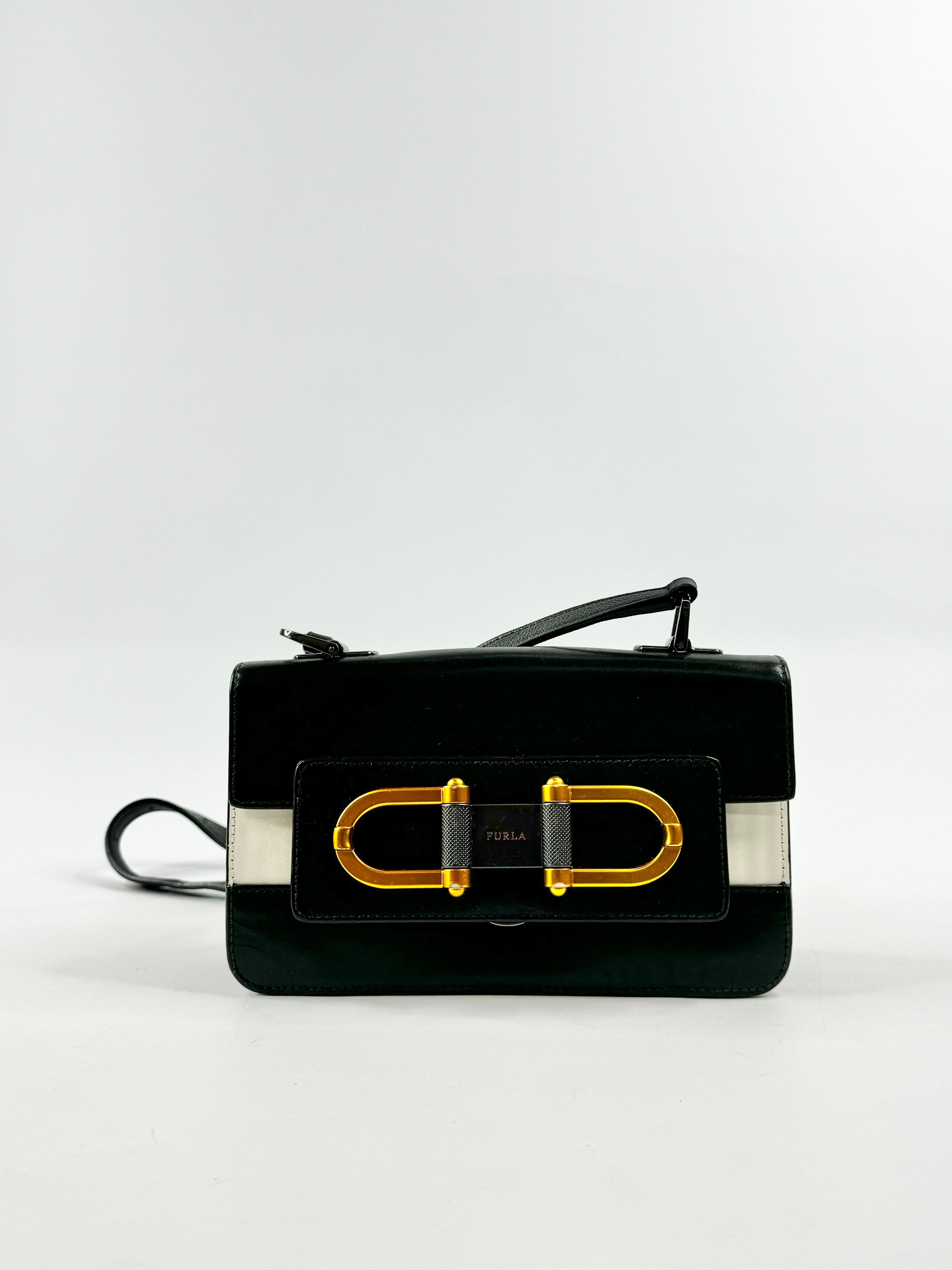 Furla Black & Cream Mini Cross Body Bag