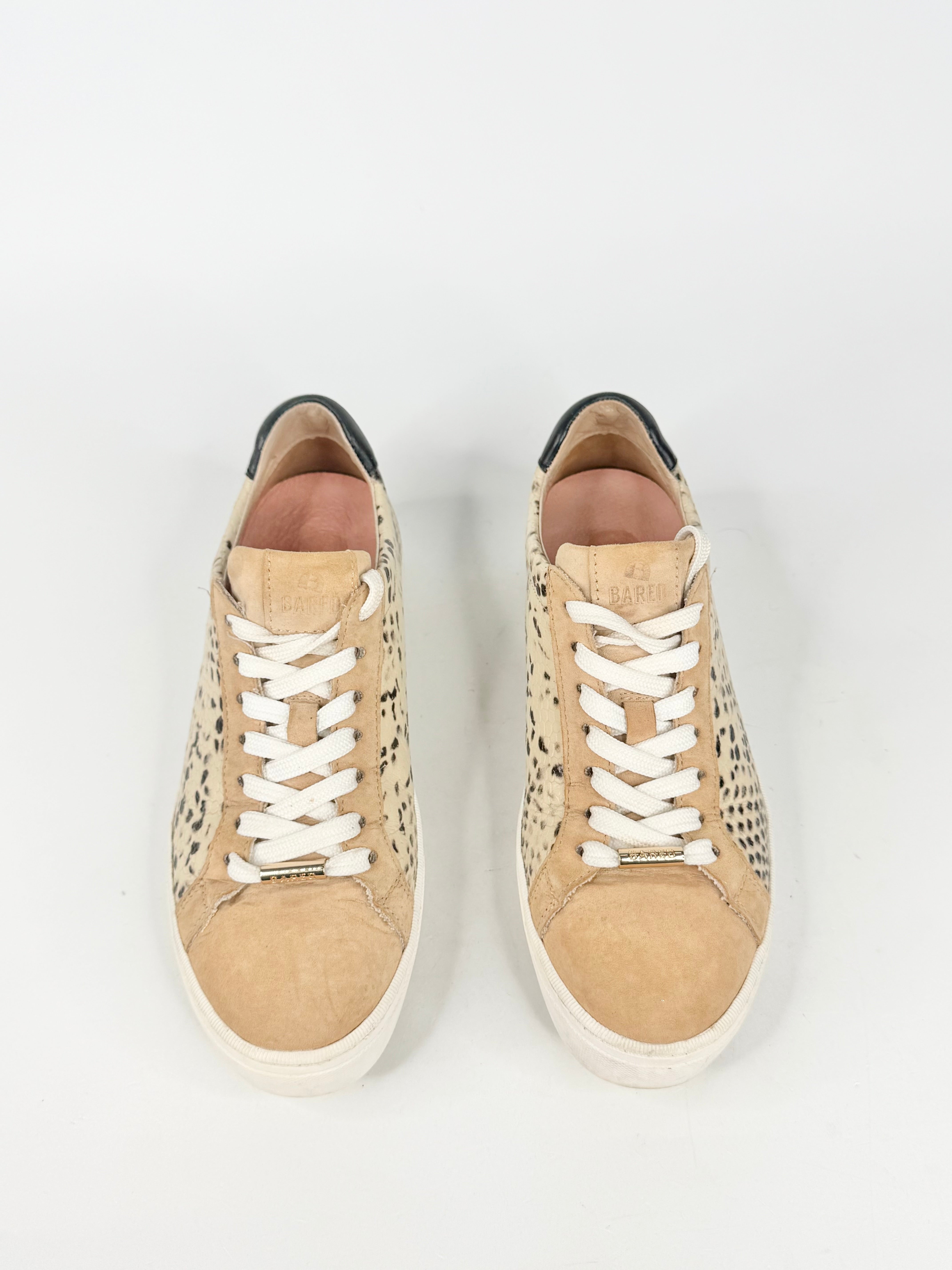 Bared Snakeskin Embossed Tan & Cream Lace Ups - EU37