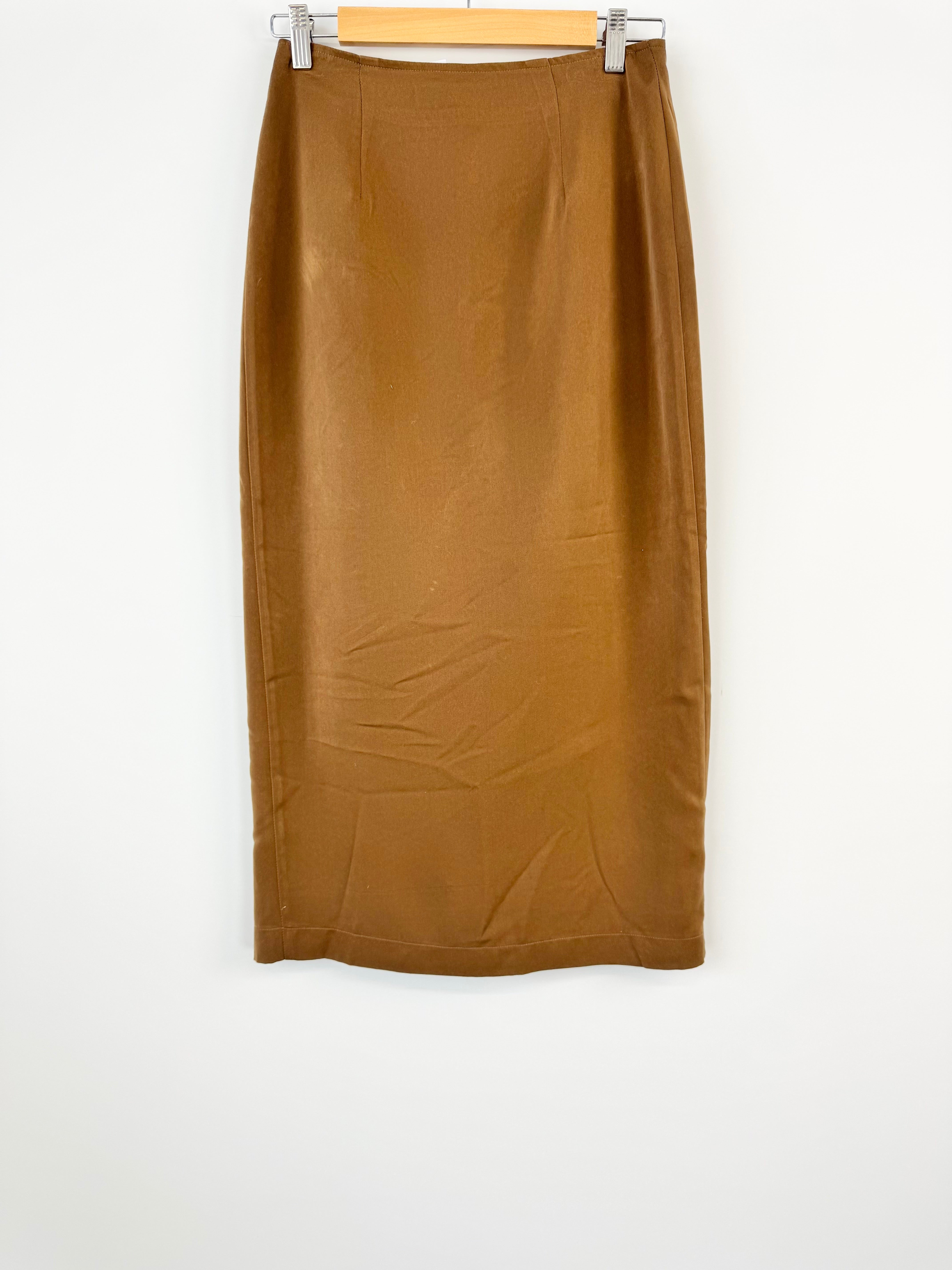 Howard Showers Brownish Green Long Wrap Skirt - AU6