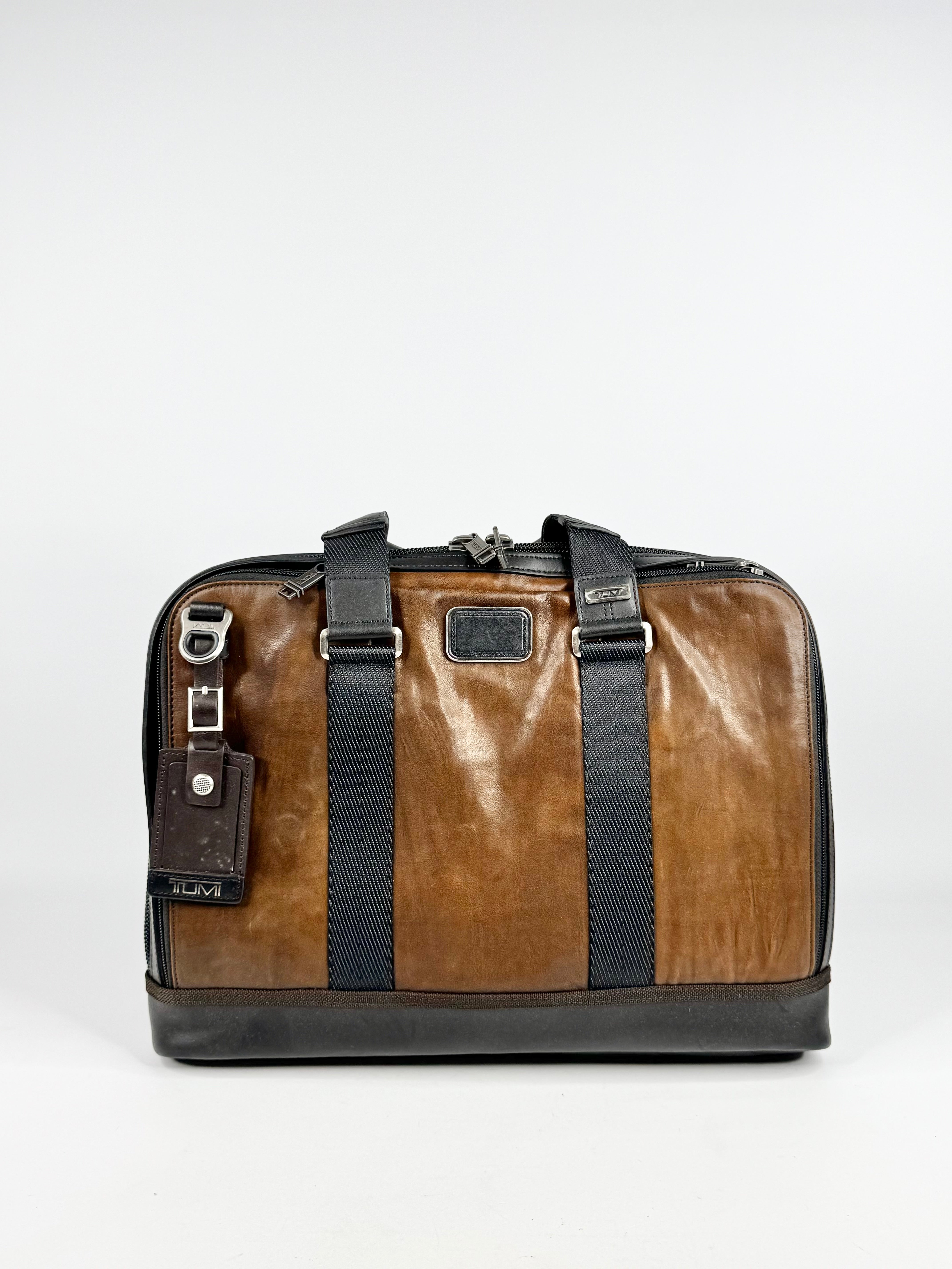 Tumi Brown & Black Leather Messenger Bag