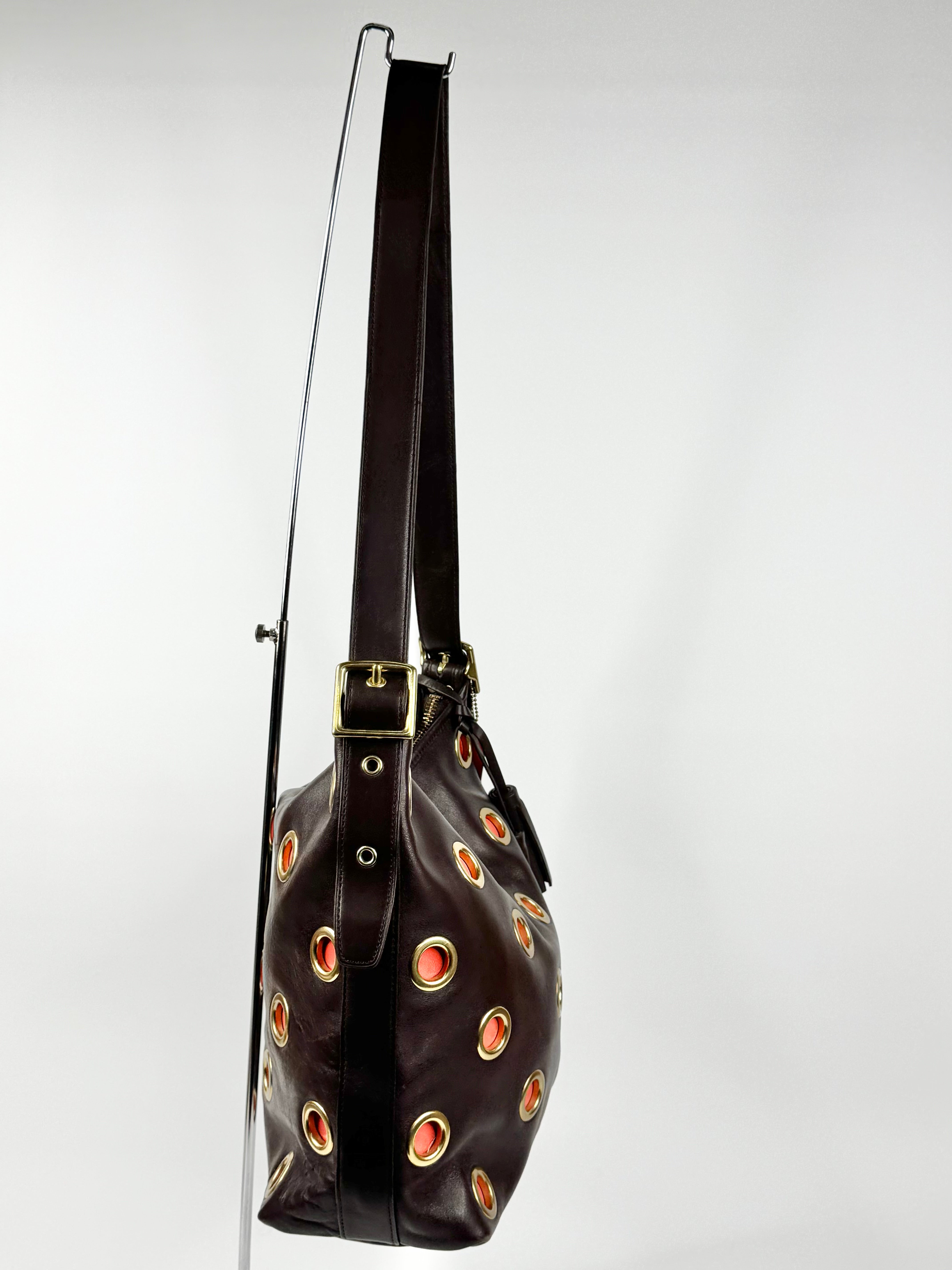 Coach 'Legacy' Double Gromment Umber & Orange Shoulder Bag