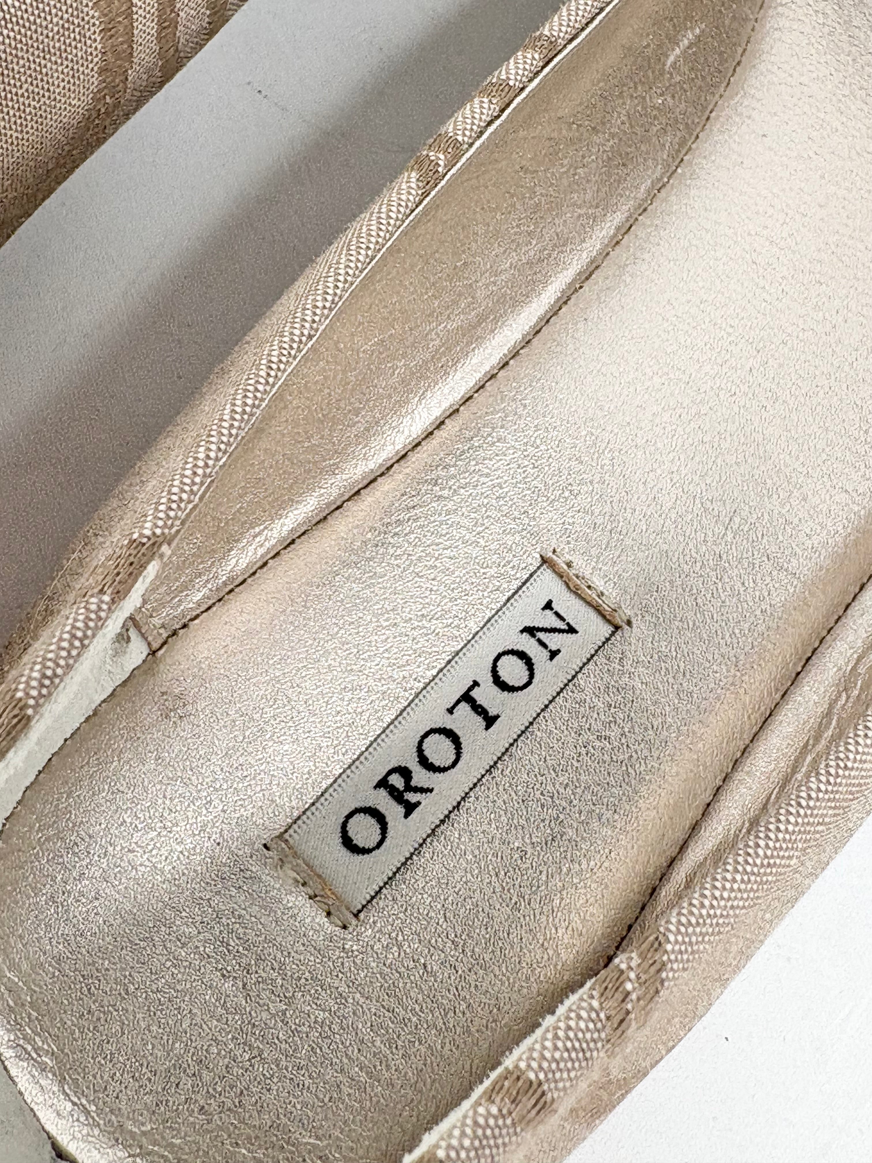 Oroton Taupe Jacquard 'Essential' Ballet Flats - EU42
