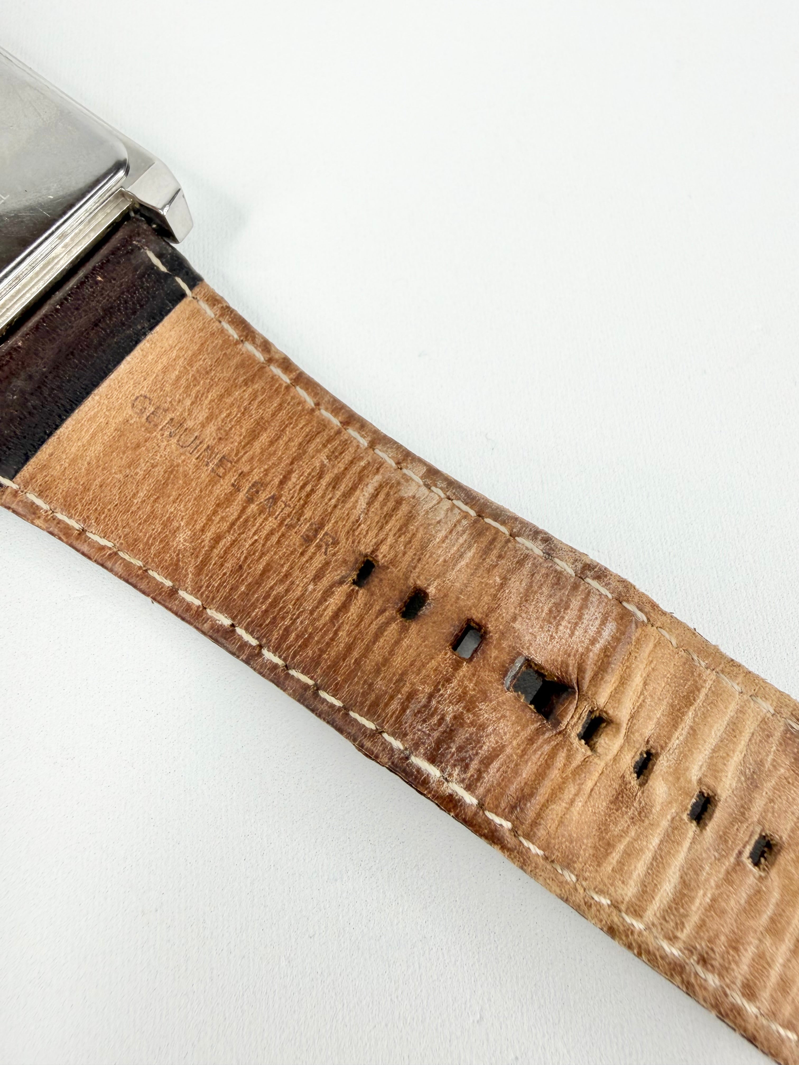 Armani Exchange Large Square 'Tenno' Ivory Grid Pattern Watch