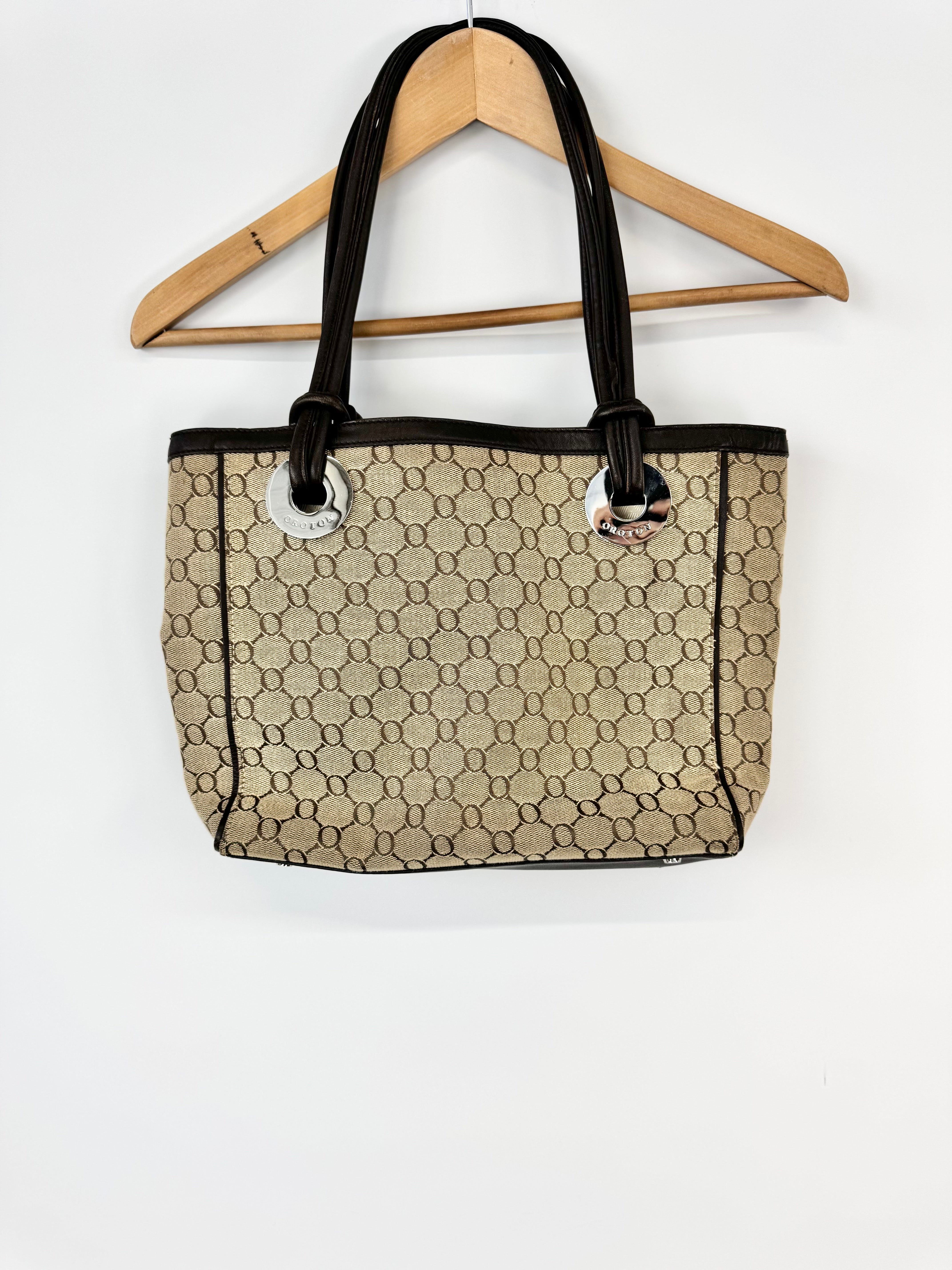 Oroton Beige Monogram Tote