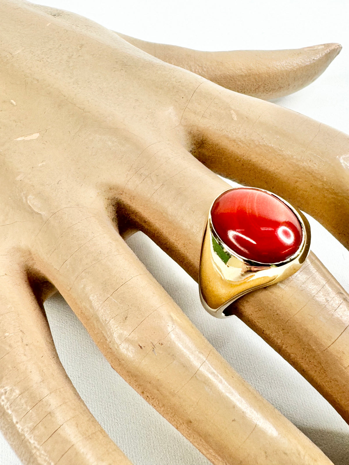 Mid Century 9ct Gold & Cabochon Men's Ring