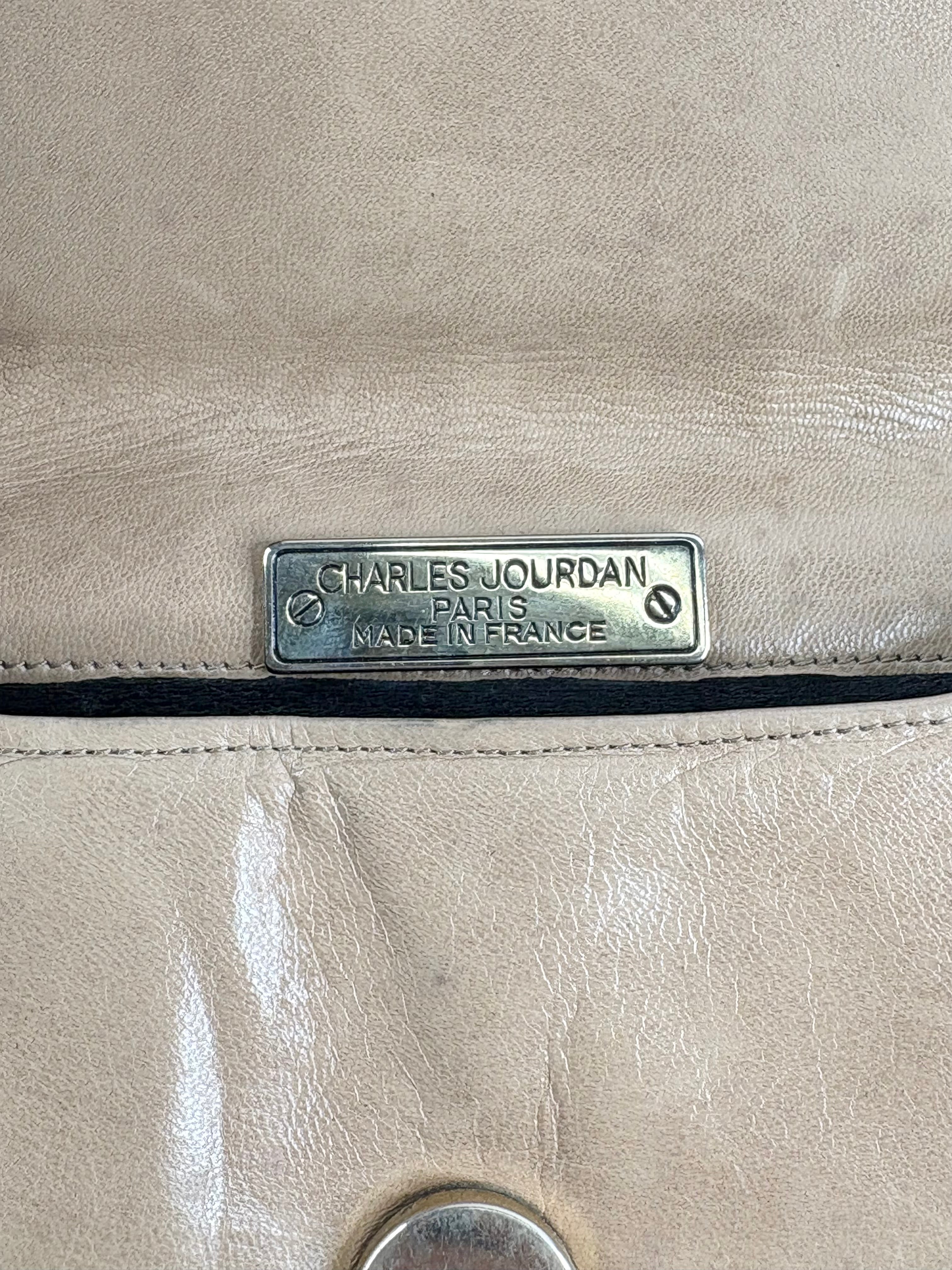 Charles Jourdan Beige Leather Mini Envelope Crossbody Bag