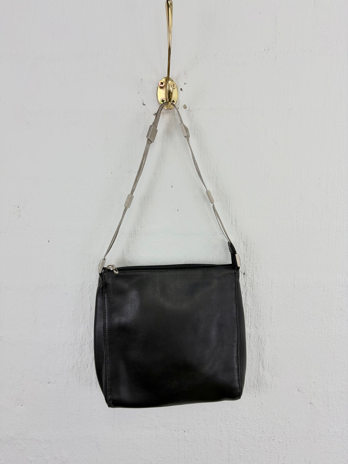 Vintage 90s Gianni Versace Multi Strand Medusa Stud Embellished Black Shoulder Bag