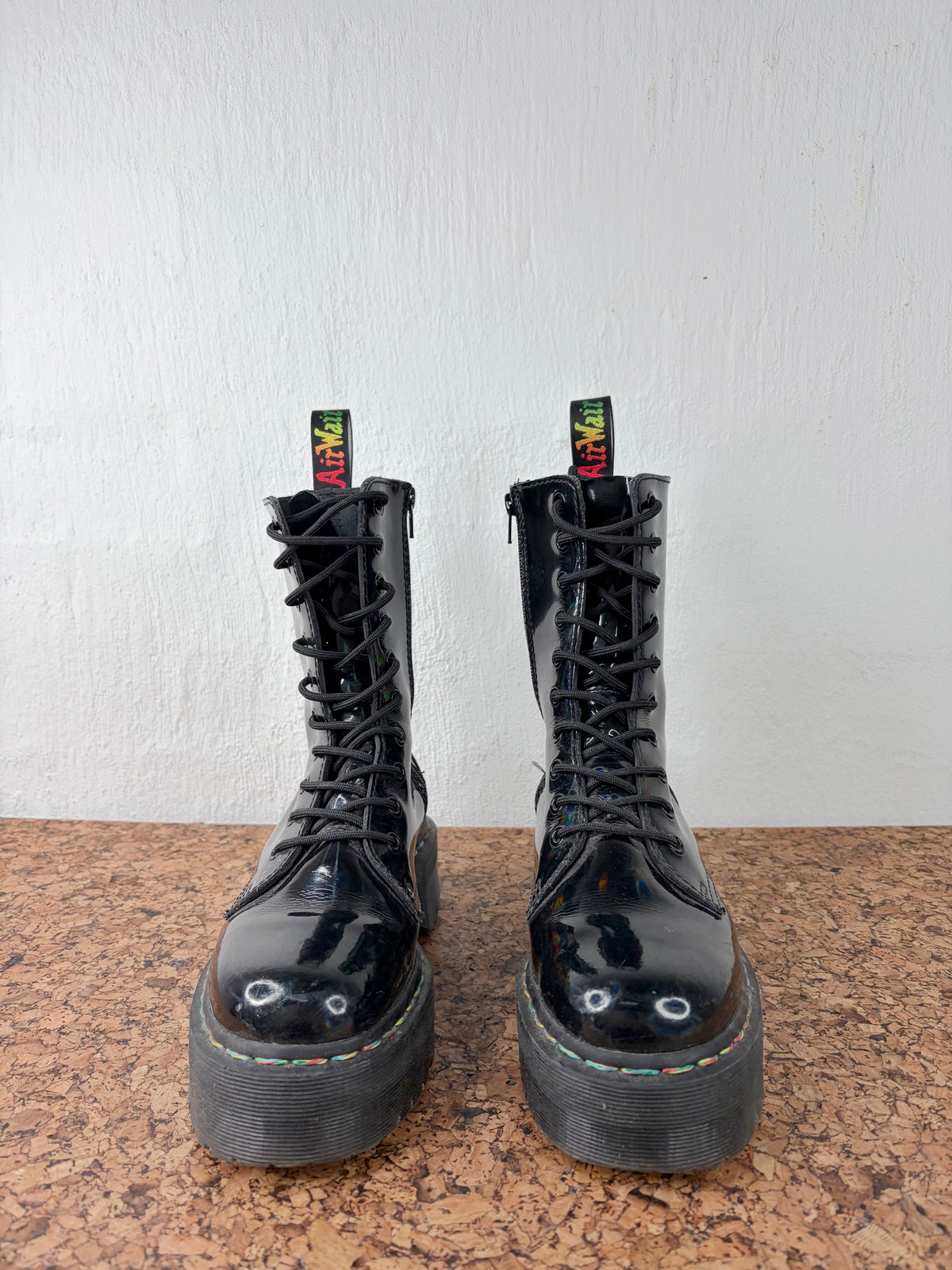 Dr. Martens Jadon Hi Rainbow Black Patent Boots - EU39