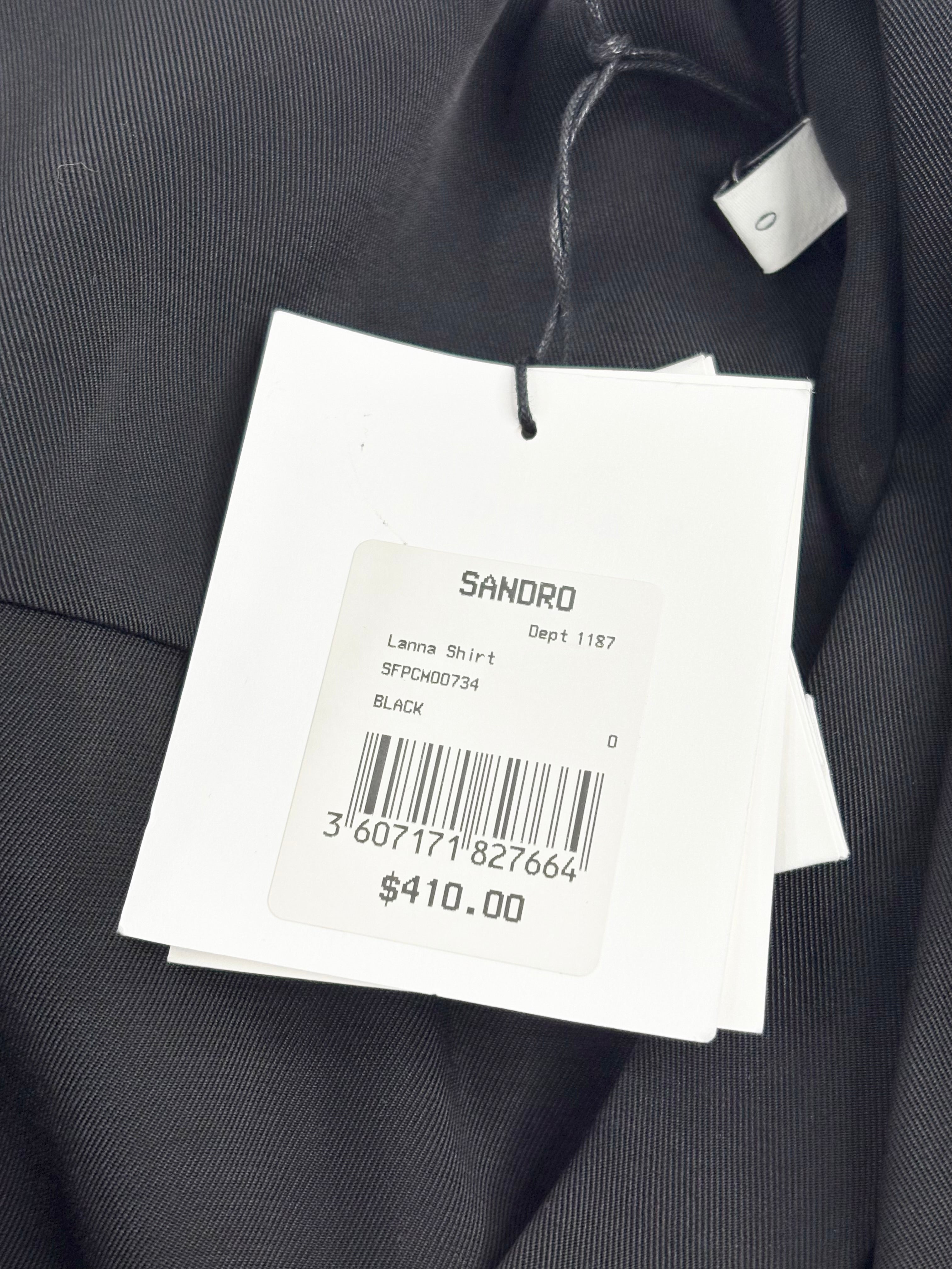 Sandro Black 'Lanna' Long-Sleeve Shirt - AU6/8