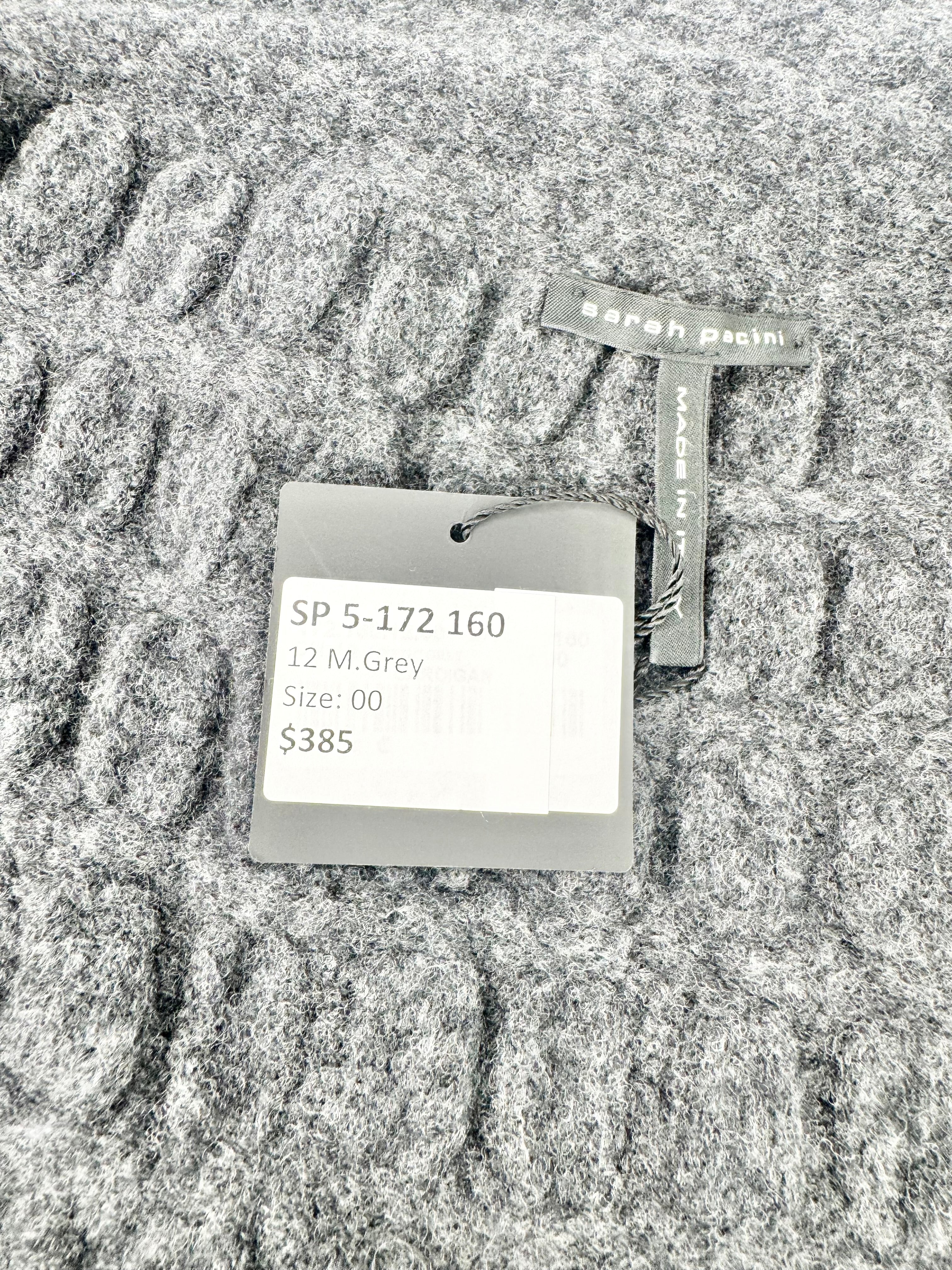 Sarah Pacini Grey Wool Long Sleeve Crop Top NWT - AU6/8