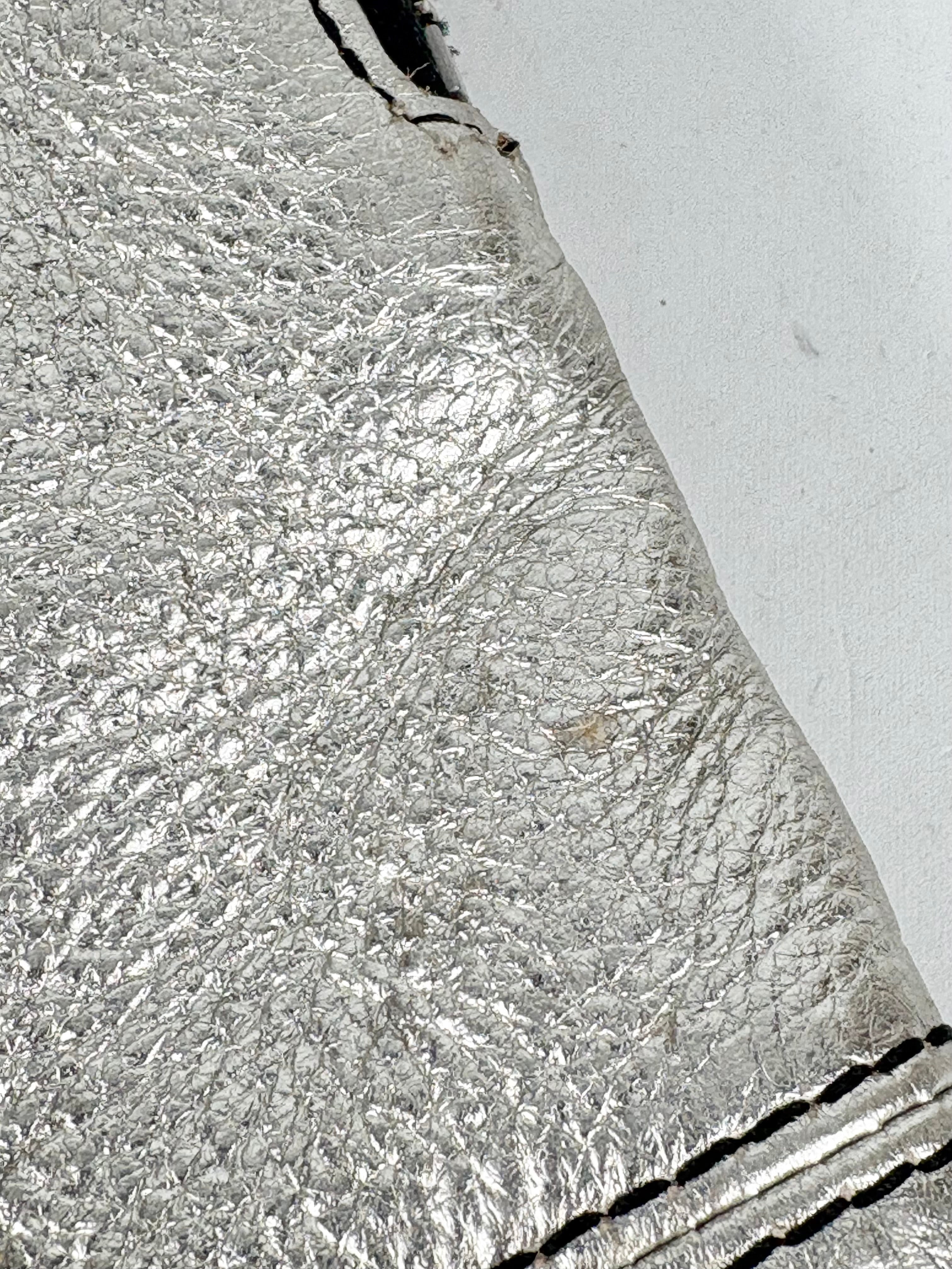 Oroton Metallic Silver Leather Clutch Bag