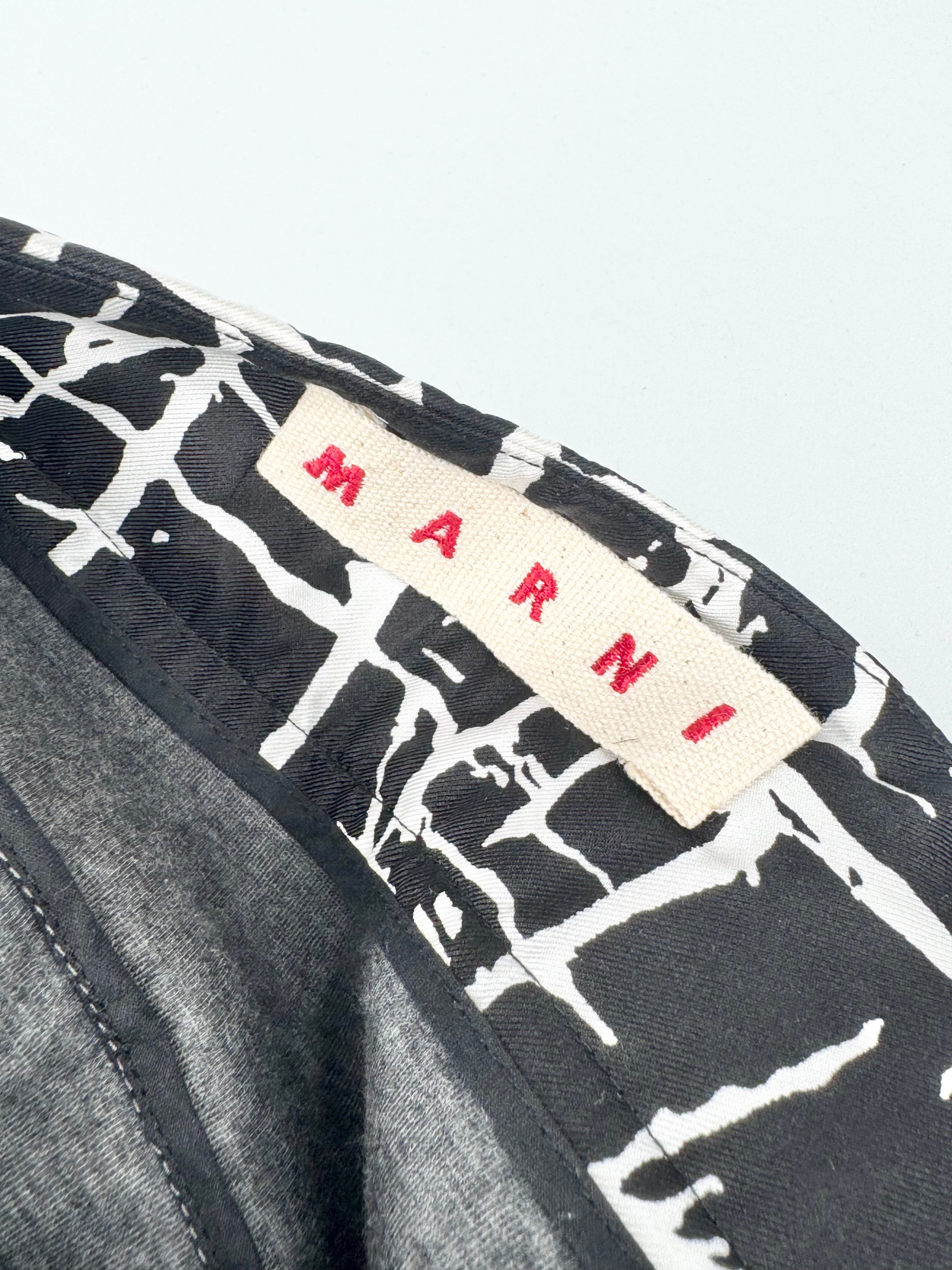 Marni Black and White Abstract Geometric Patterned Mini Skirt - AU10/12